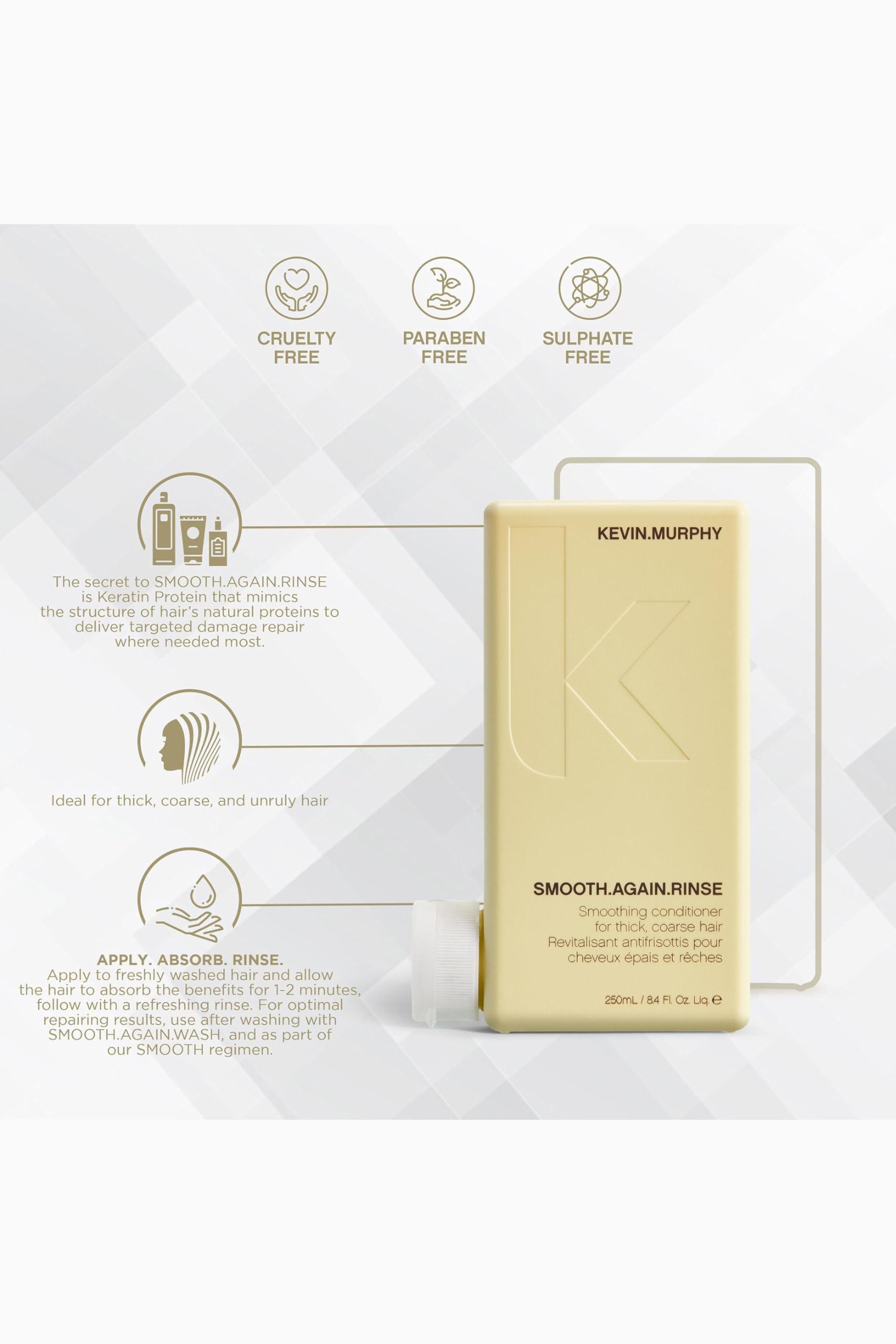 Foto 3 pulgar | Acondicionador Kevin.murphy Smooth.again Rinse Para Cabello Grueso 250 Ml - Venta Internacional.
