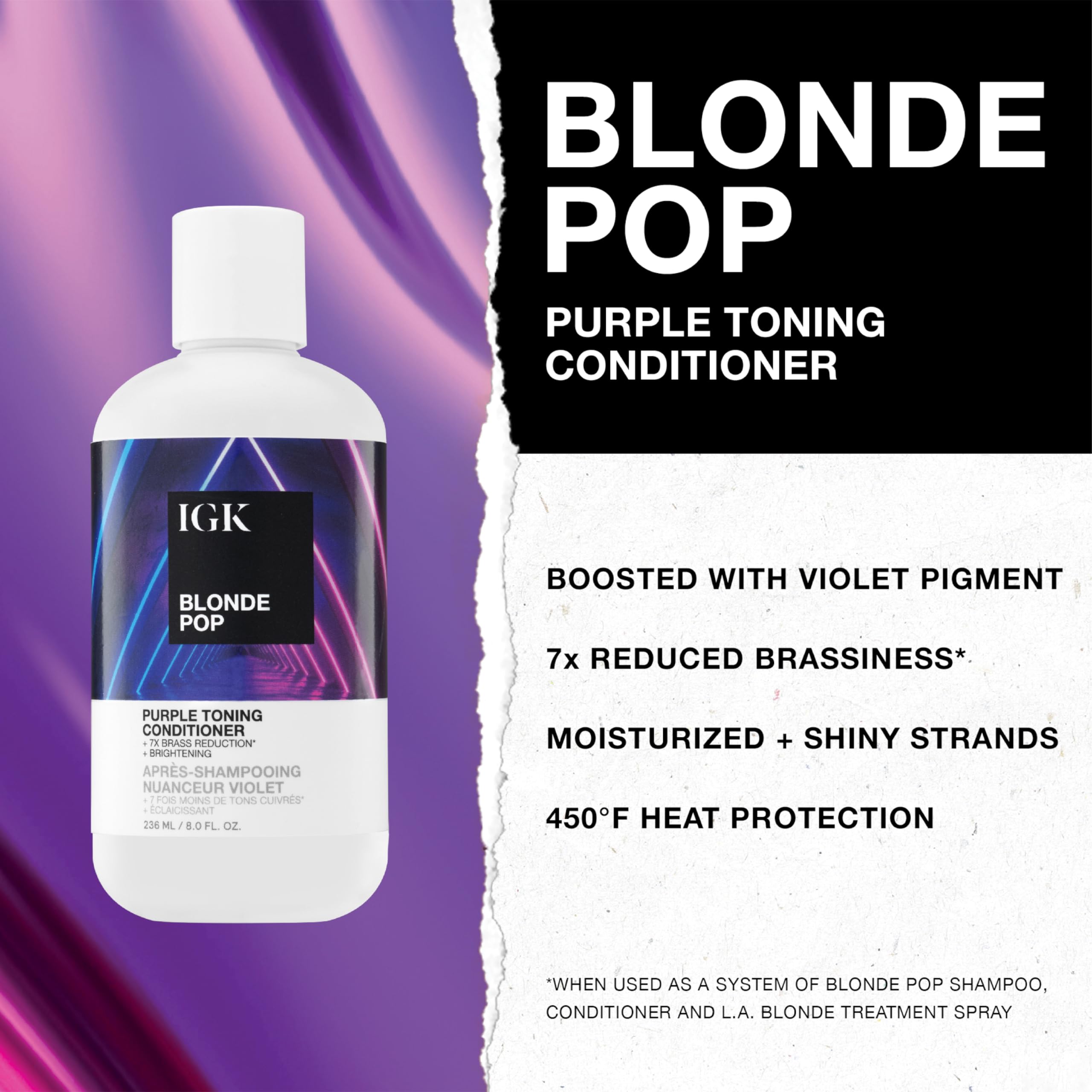 Foto 3 pulgar | Acondicionador Igk Blonde Pop Purple Tonificante 240 Ml Vegan - Venta Internacional.