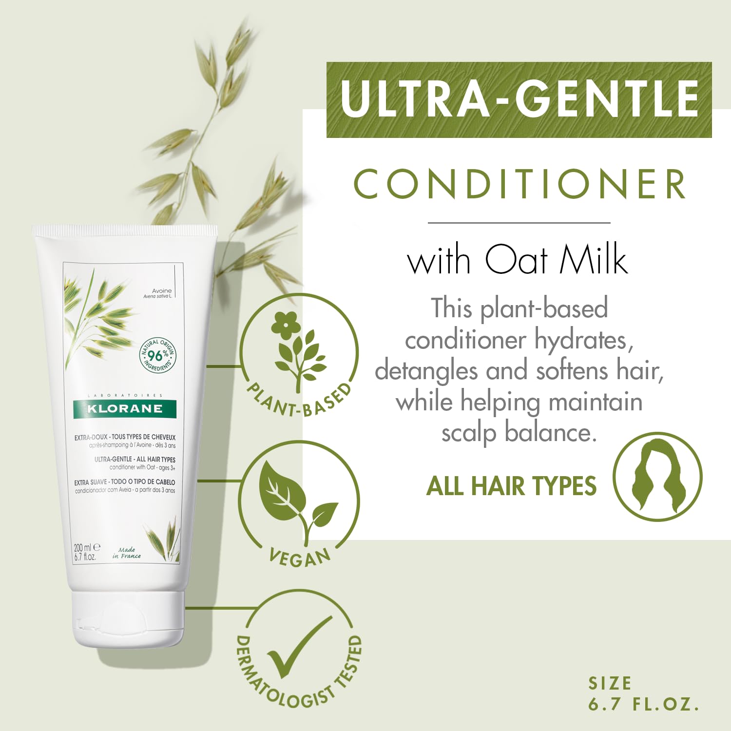 Foto 3 pulgar | Acondicionador Klorane Ultra-gentle Con Leche De Avena, 200 Ml, Sin Parabenos - Venta Internacional.
