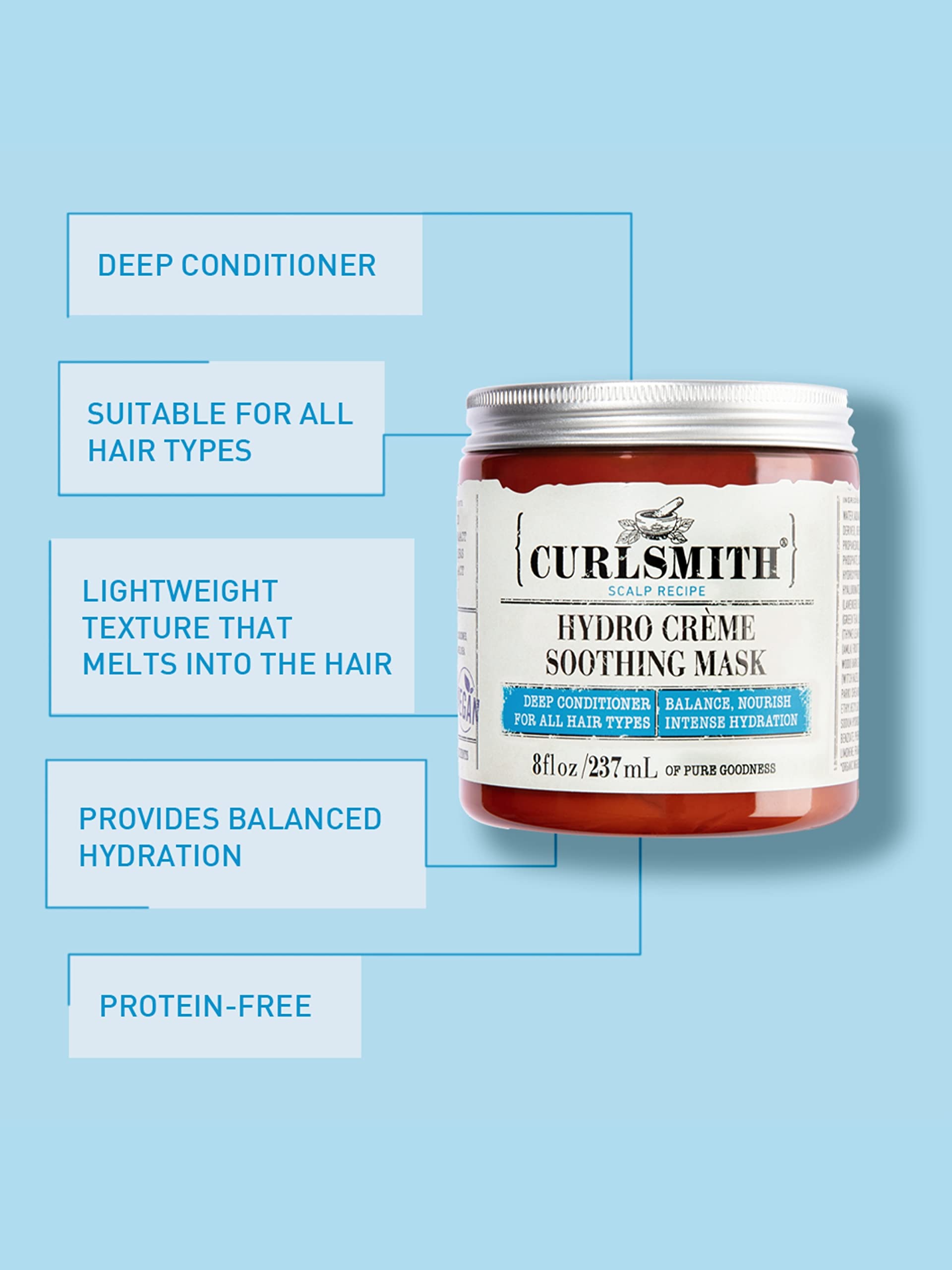 Foto 3 | Acondicionador Profundo Curlsmith Hydro Crème Mascarilla Calmante 240 Ml - Venta Internacional.
