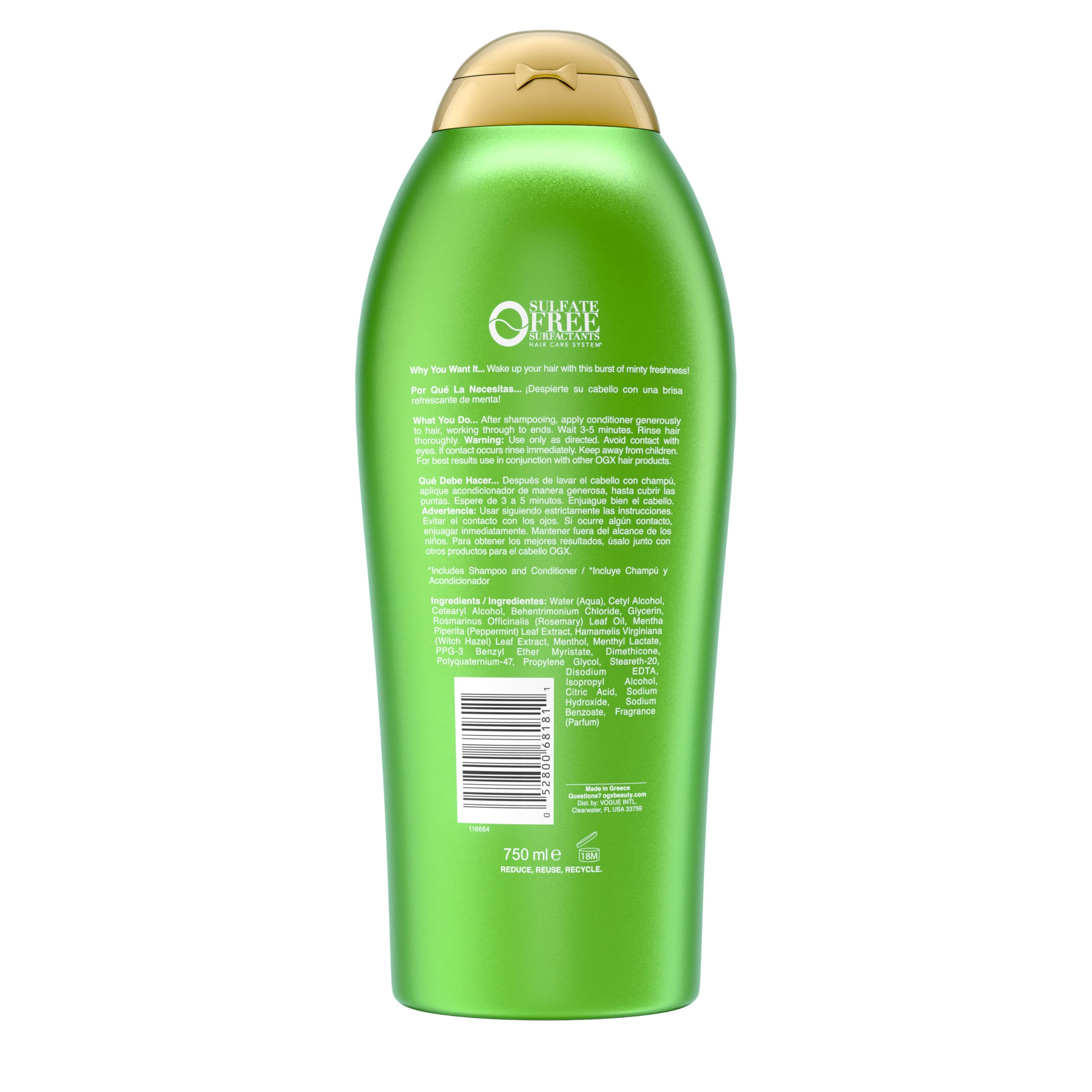 Foto 7 | Acondicionador Ogx Extra Strength Refreshing Scalp + Rosemary Mint 750 Ml - Venta Internacional.