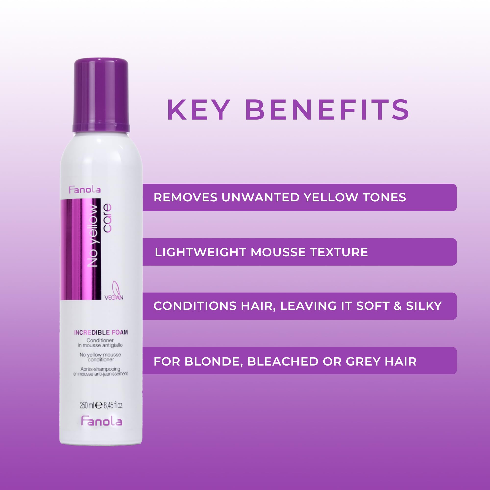 Foto 2 | Acondicionador Para El Cabello, Mousse, Tónico, Fanola, No Amarillo, 250 Ml - Venta Internacional.