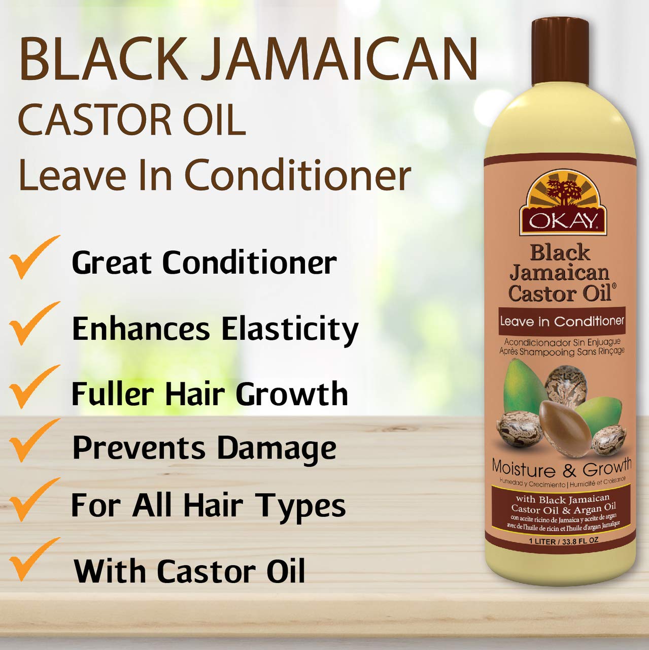Foto 4 | Acondicionador Sin Enjuague Okay Black, Aceite De Ricino Jamaicano, 1 Litro - Venta Internacional.