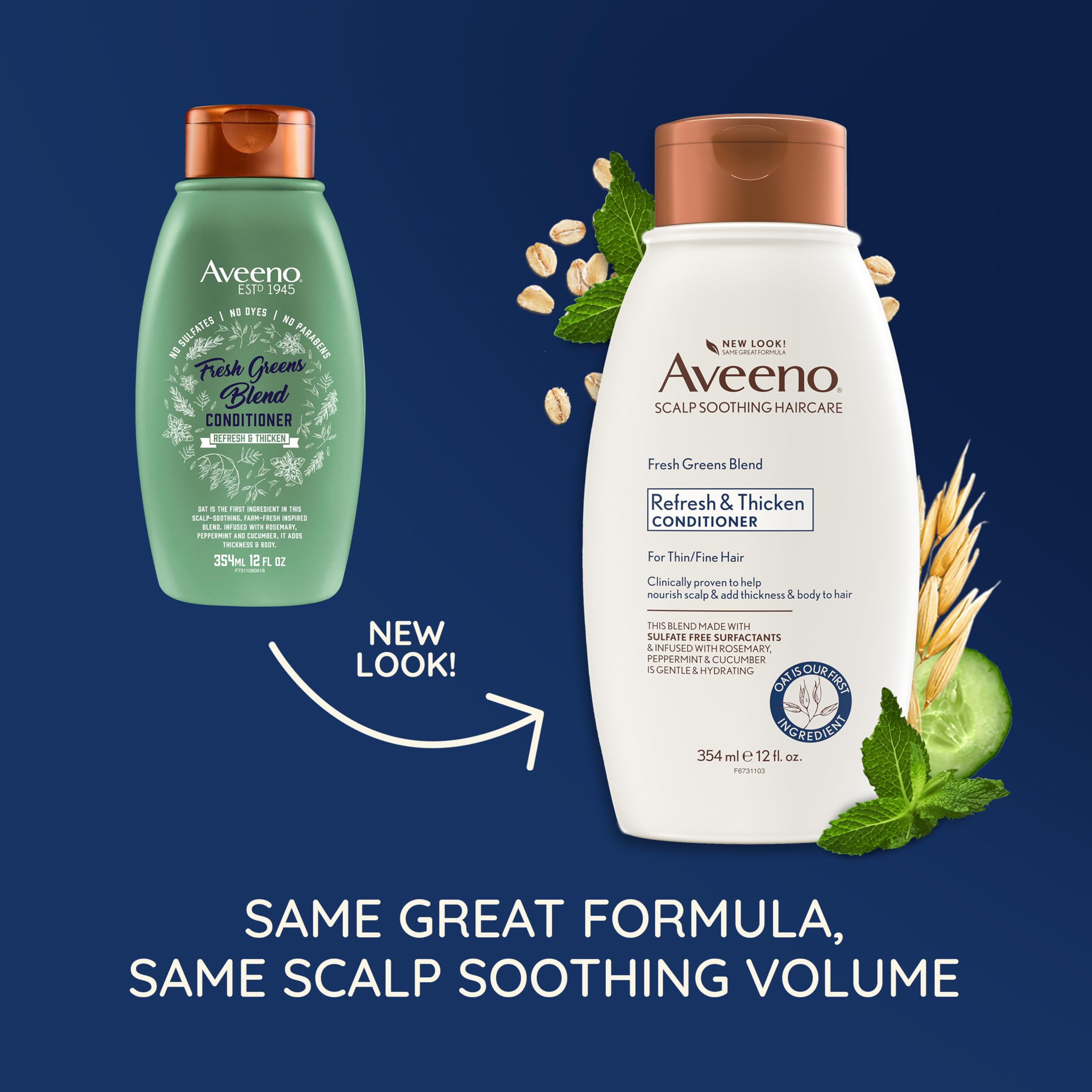 Foto 2 | Acondicionador Aveeno Fresh Greens Blend Para Dar Volumen, 355 Ml - Venta Internacional.