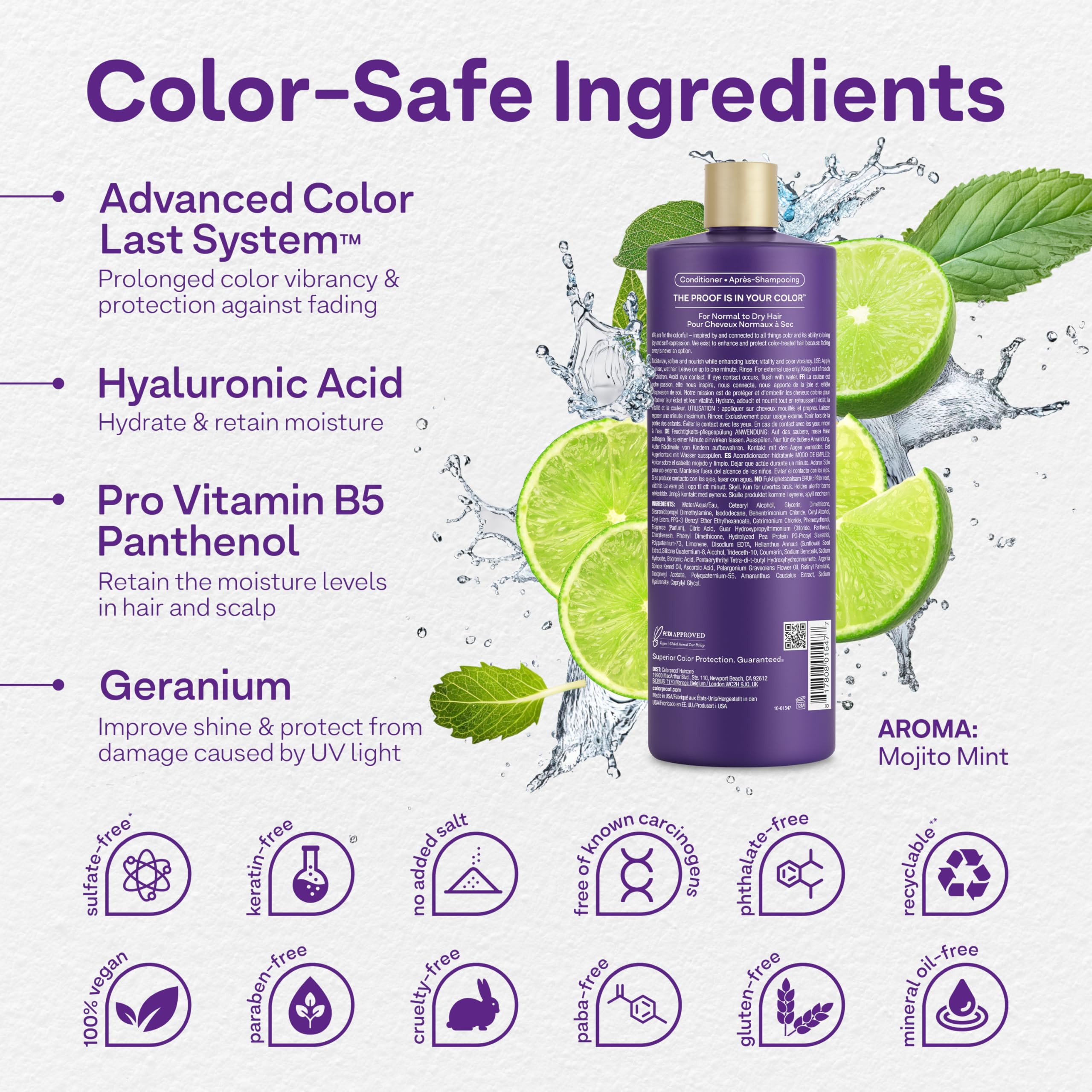 Foto 2 | Acondicionador Para El Cabello Colorproof, Hidratante Y Nutritivo, 946ml, Mojito - Venta Internacional.