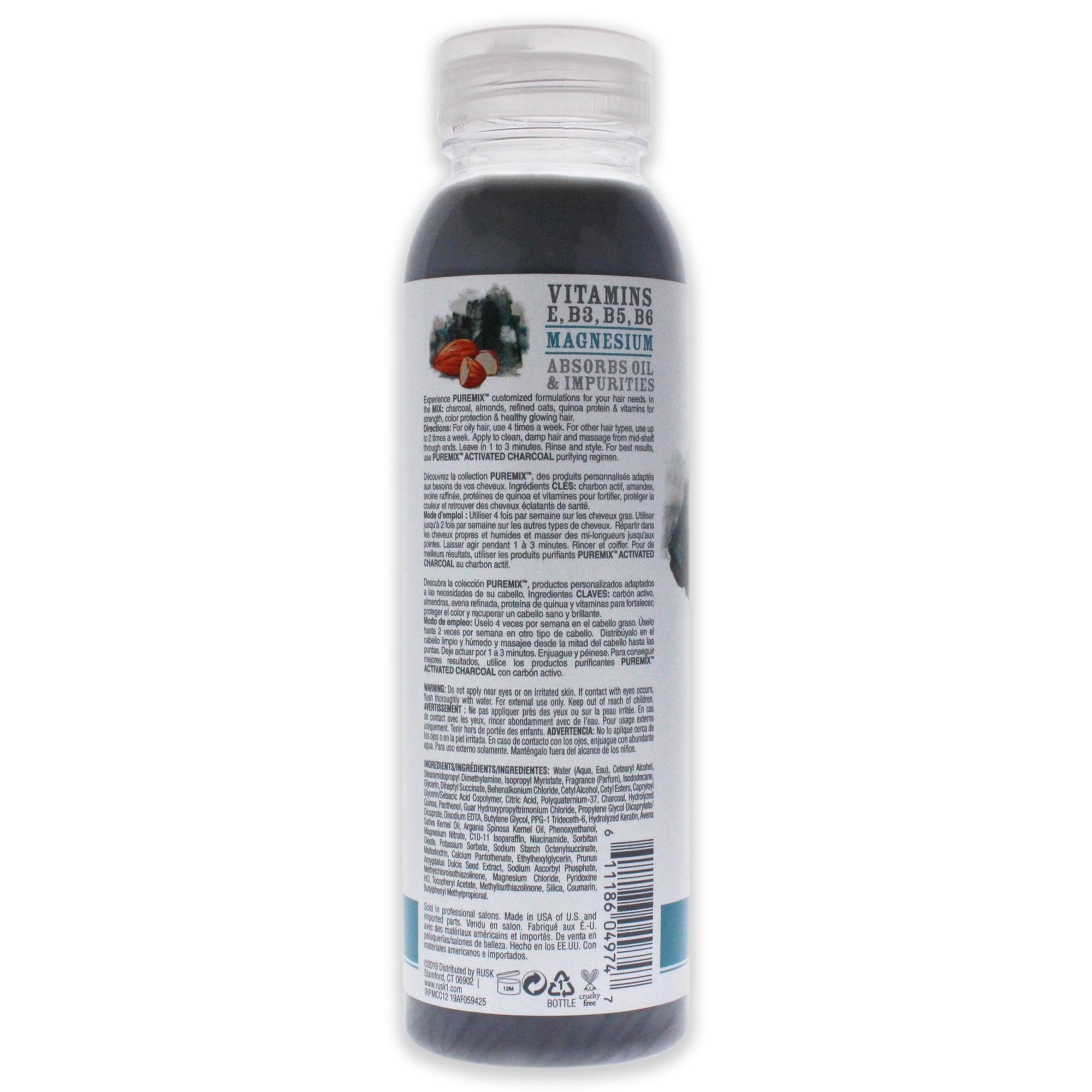 Foto 3 pulgar | Acondicionador Rusk Puremix, Purificador De Carbón Activado, 350 Ml - Venta Internacional.