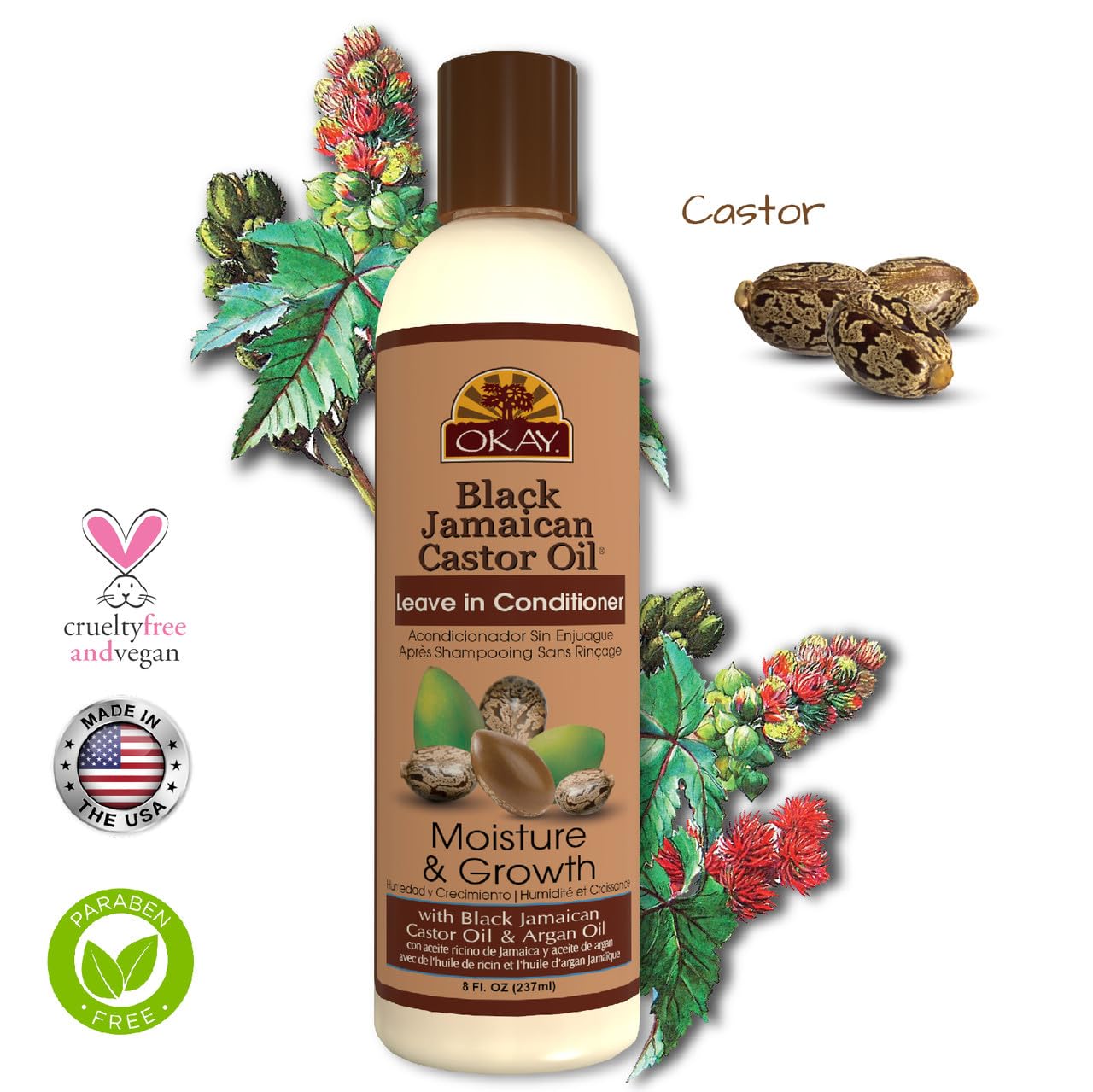 Foto 5 pulgar | Acondicionador Leave In Okay Black, Aceite De Ricino Jamaicano, 240 Ml - Venta Internacional.