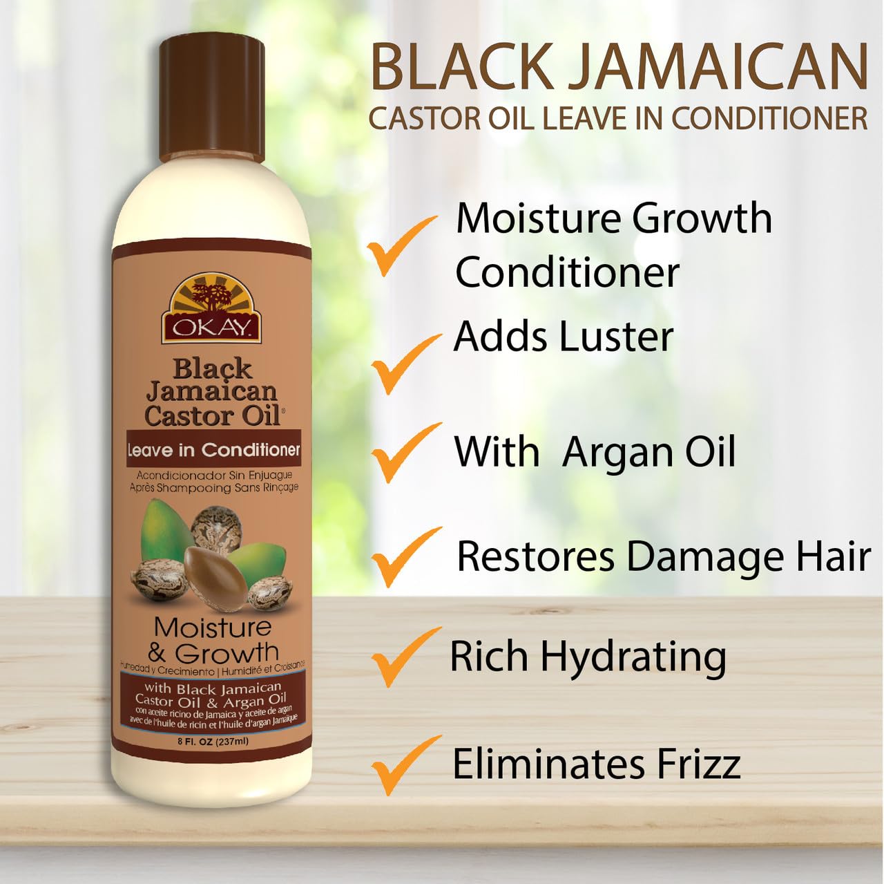 Foto 5 | Acondicionador Leave In Okay Black, Aceite De Ricino Jamaicano, 240 Ml - Venta Internacional.