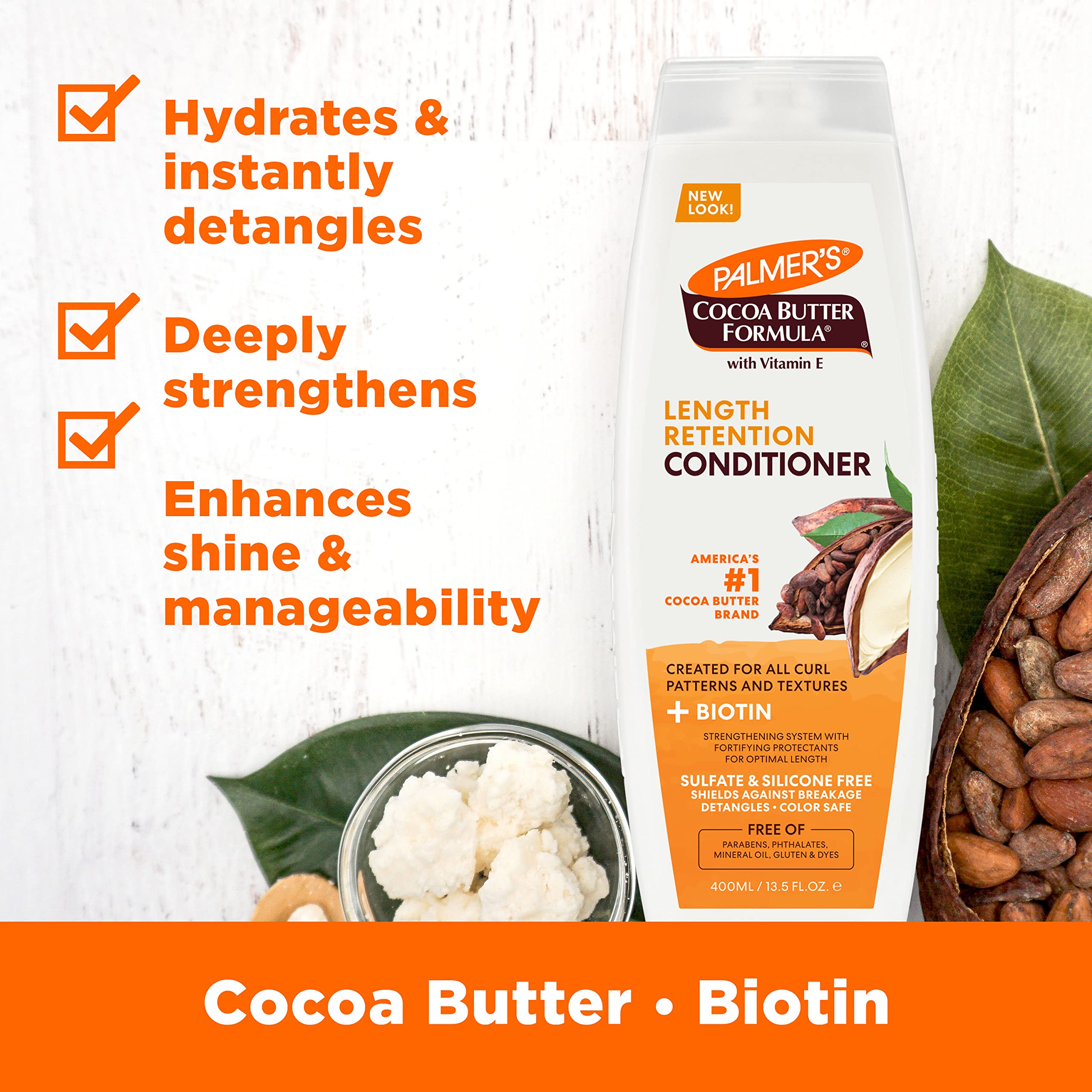 Foto 3 pulgar | Acondicionador Palmer's, Manteca De Cacao Y Biotina, Retención De Longitud, 400 Ml - Venta Internacional.