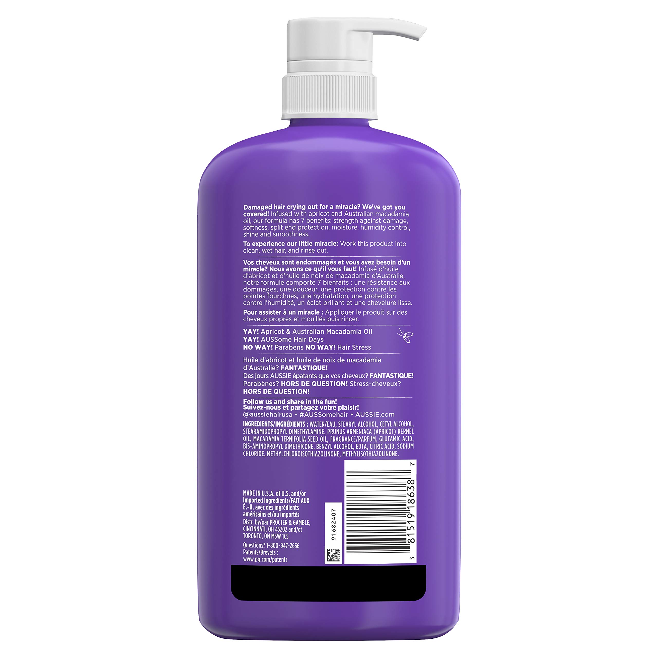 Foto 3 pulgar | Acondicionador Aussie Total Miracle Damage Con Albaricoque, 900 Ml, 4 Unidades - Venta Internacional.