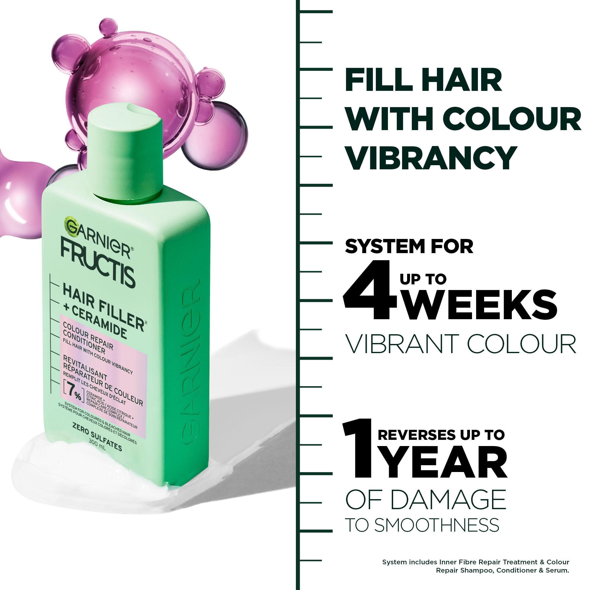 Foto 3 pulgar | Acondicionador Garnier Fructis Hair Filler Color Repair 300 Ml - Venta Internacional.
