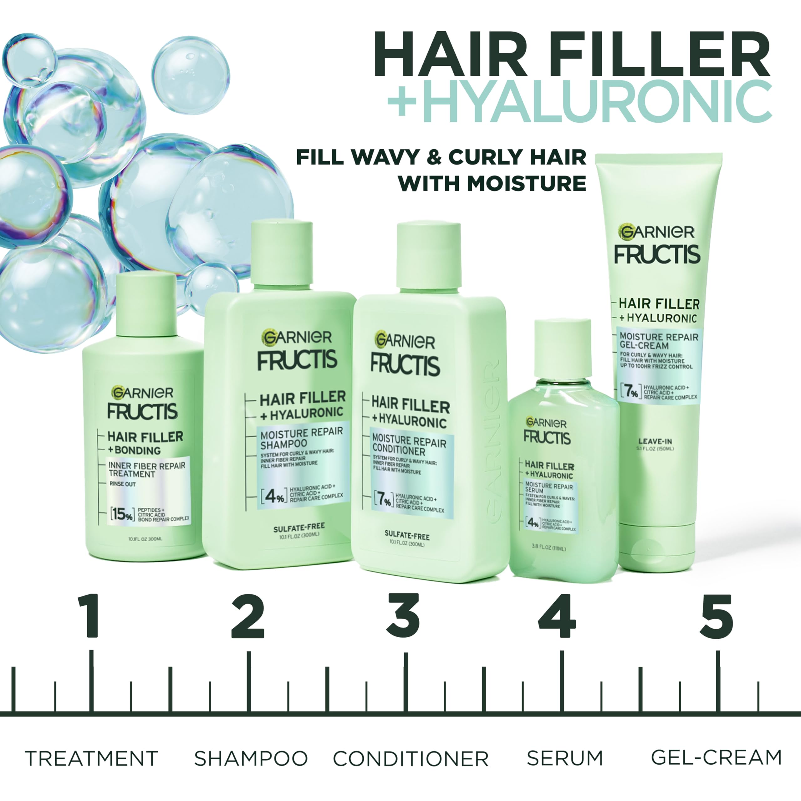 Foto 5 pulgar | Acondicionador Garnier Fructis Hair Filler Hidratante Repair 300 Ml - Venta Internacional.