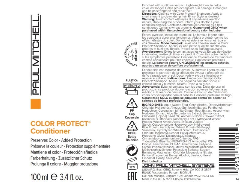 Foto 7 | Acondicionador Paul Mitchell Color Protect, 100 Ml, Tratado Con Color - Venta Internacional.