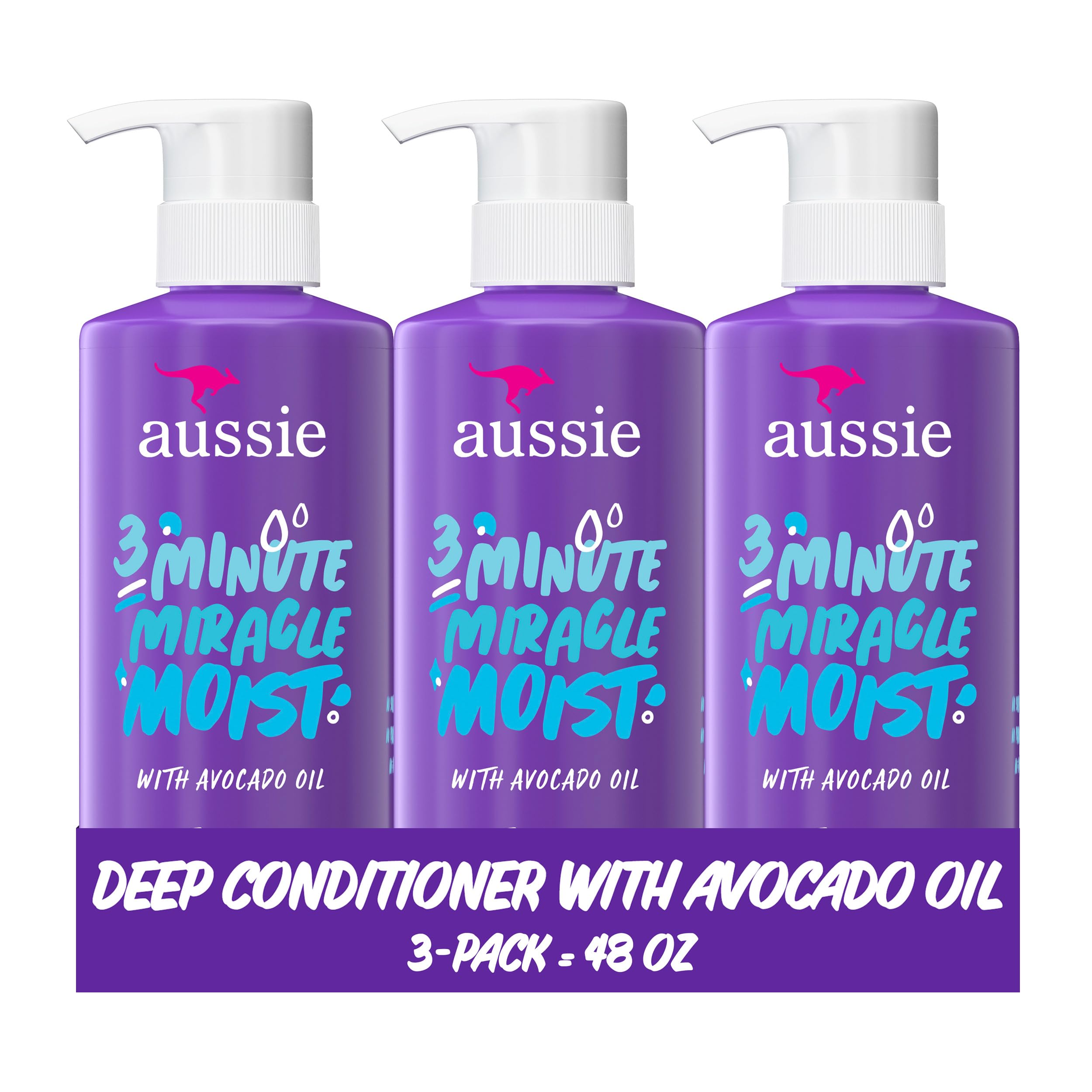 Acondicionador Aussie 3 Minute Miracle Moist, 480 Ml, Paquete De 3 Unidades - Venta Internacional.