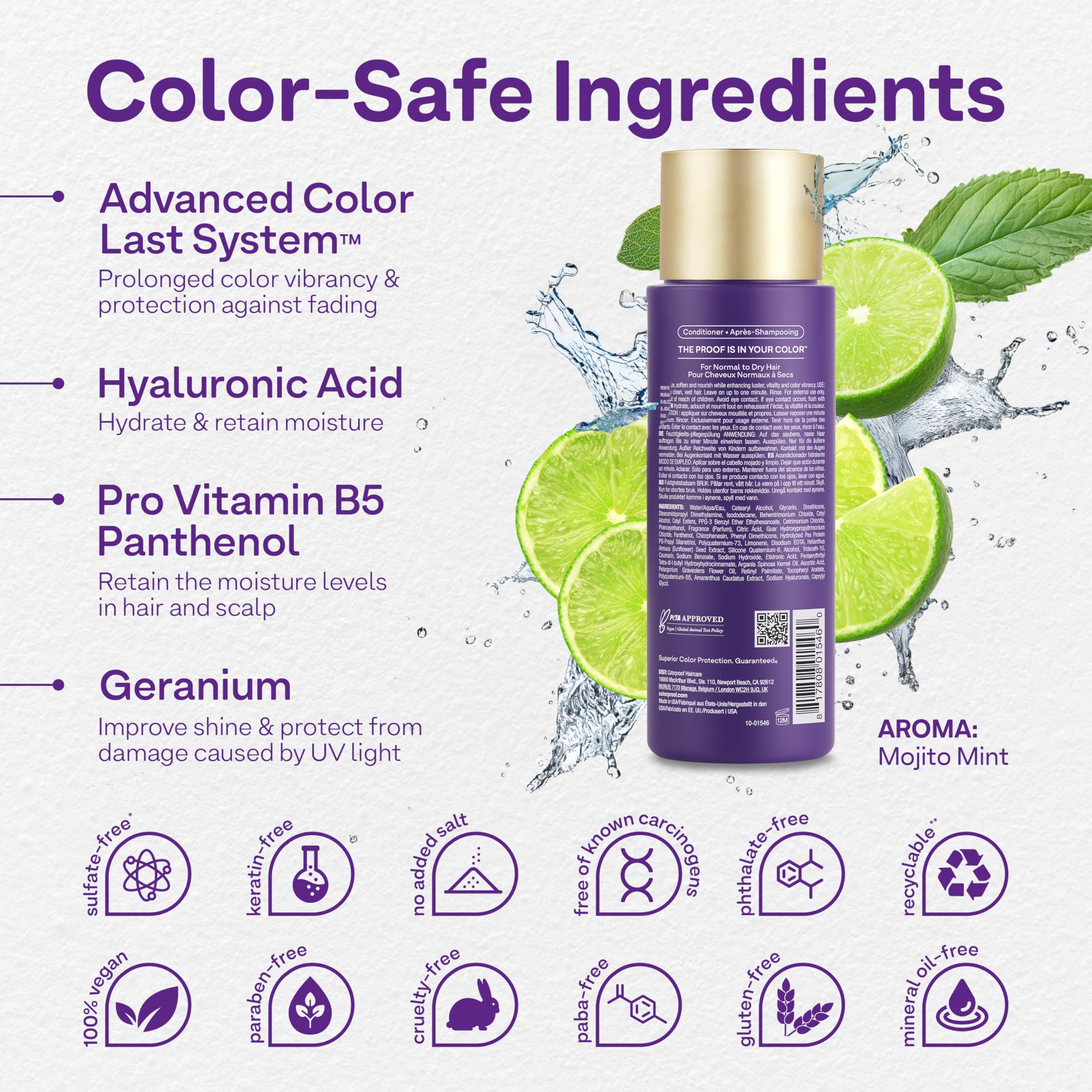 Foto 3 pulgar | Acondicionador Para El Cabello Colorproof Mojito Hidratante Y Nutritivo, 250 Ml - Venta Internacional.