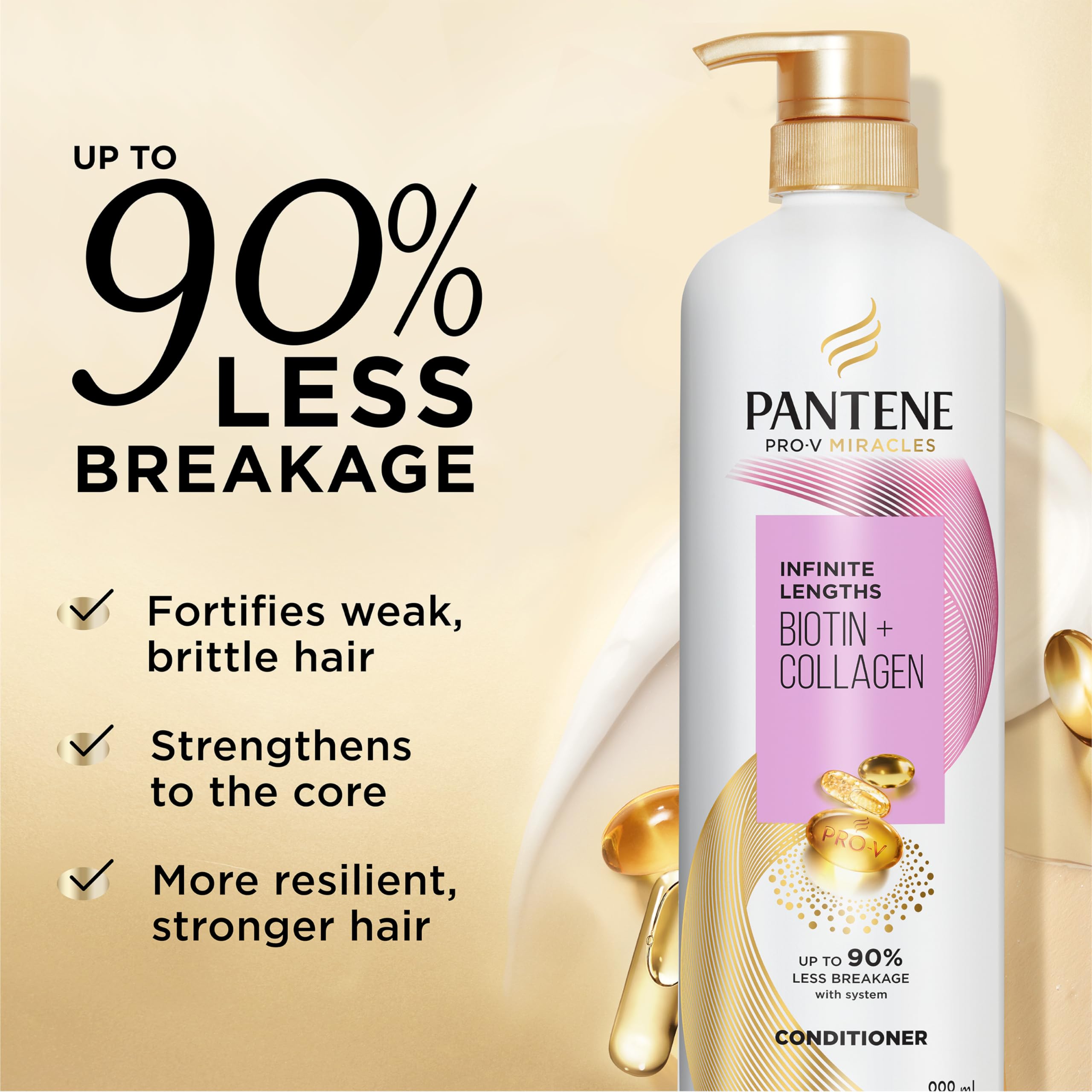 Foto 3 pulgar | Acondicionador Pantene Infinite Lengths Con Biotina Y Colágeno 880 Ml - Venta Internacional.