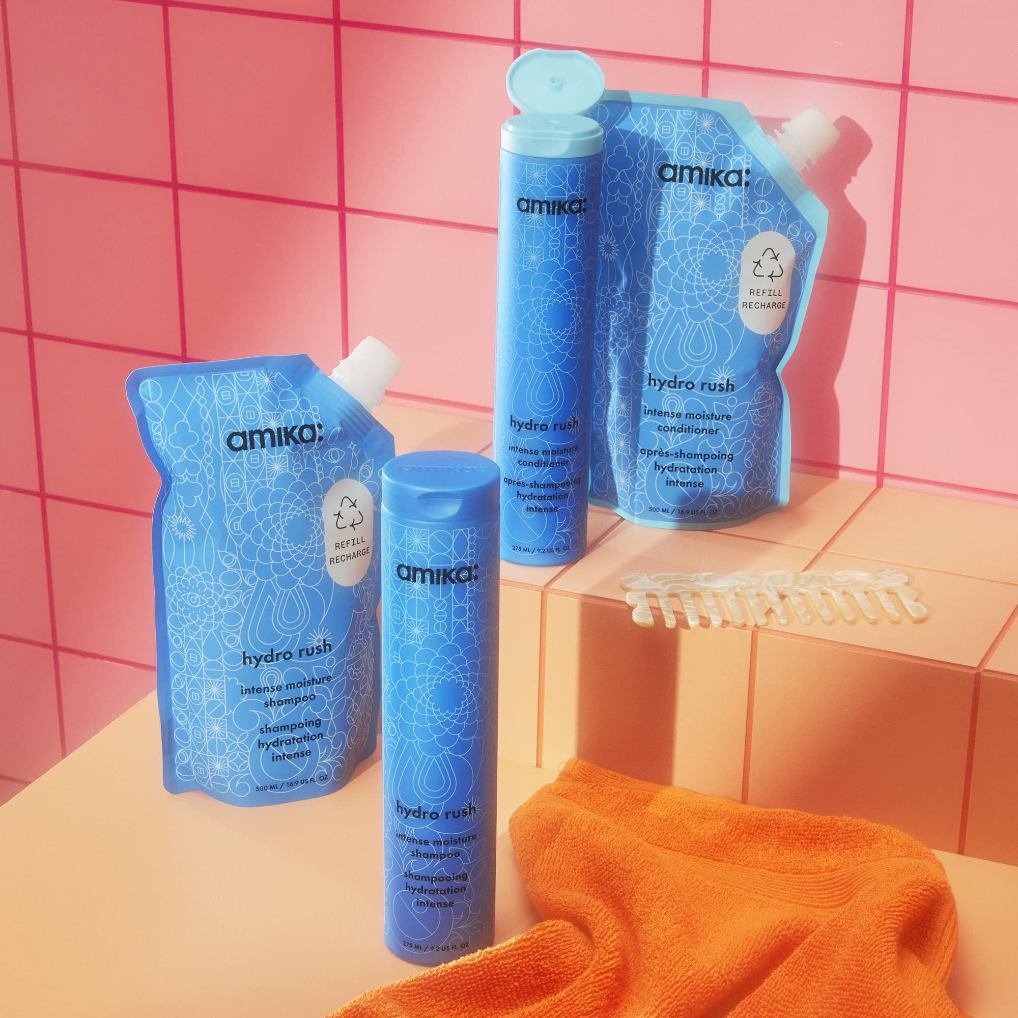 Foto 4 pulgar | Acondicionador Amika Hydro Rush Hidratación Intensa 500 Ml - Venta Internacional.