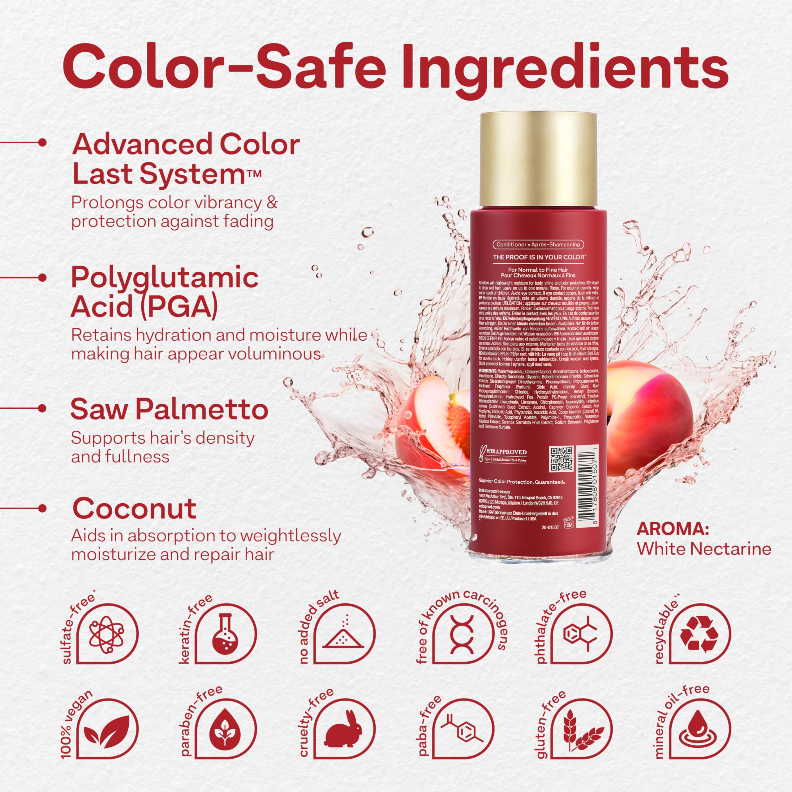 Foto 3 pulgar | Acondicionador Colorproof Volume 250 Ml Sin Sulfatos Para Mujeres - Venta Internacional.