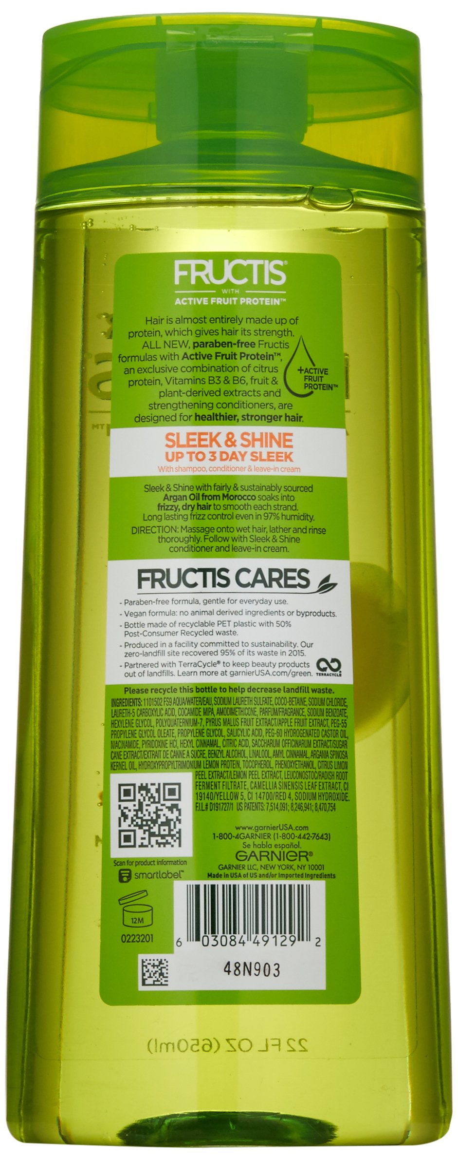 Foto 3 pulgar | Champú Garnier Fructis Sleek And Shine Para Cabello Seco Y Encrespado 650 Ml - Venta Internacional.