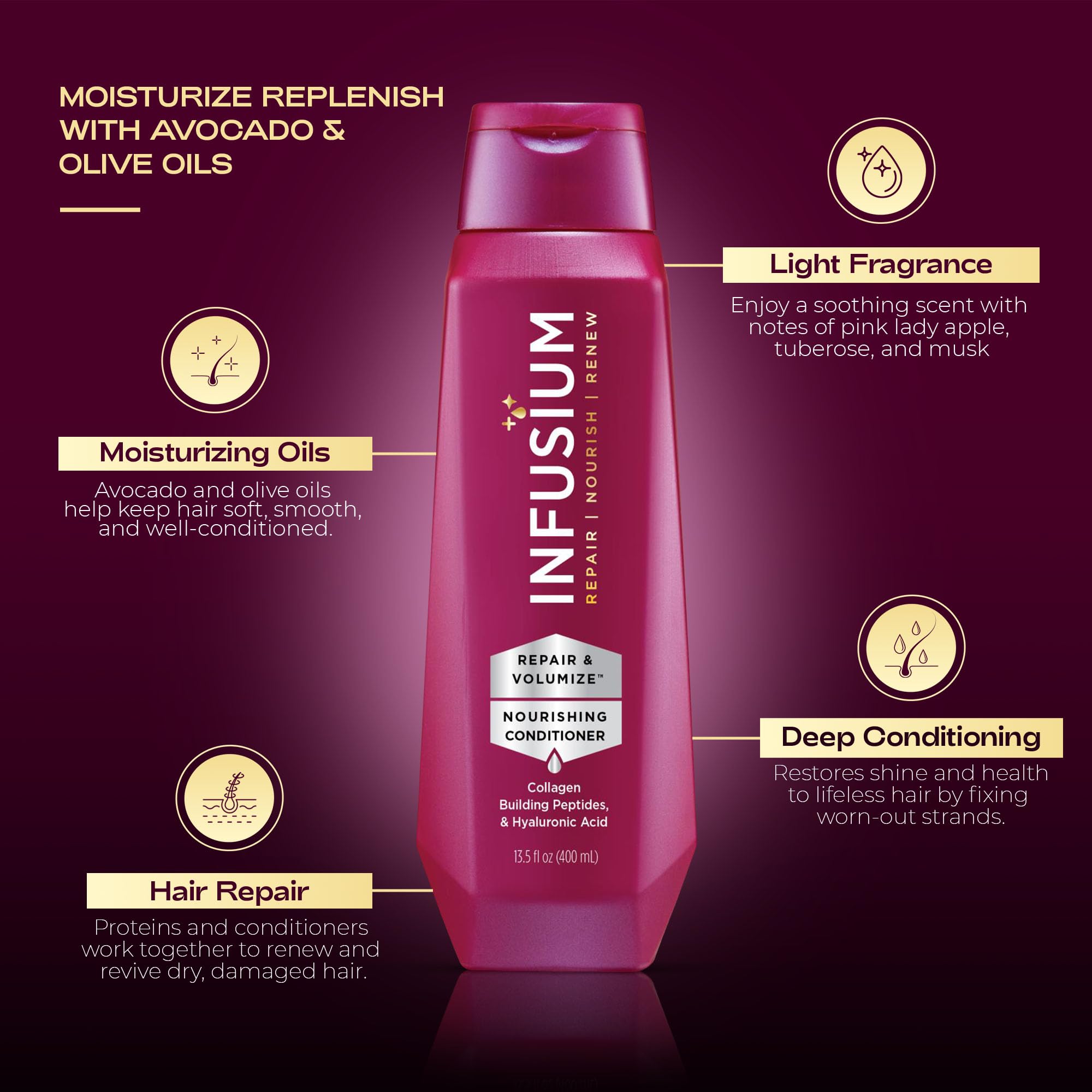 Foto 4 pulgar | Acondicionador Para El Cabello Infusium Hidrata Y Repone 400 Ml Para Mujeres - Venta Internacional.