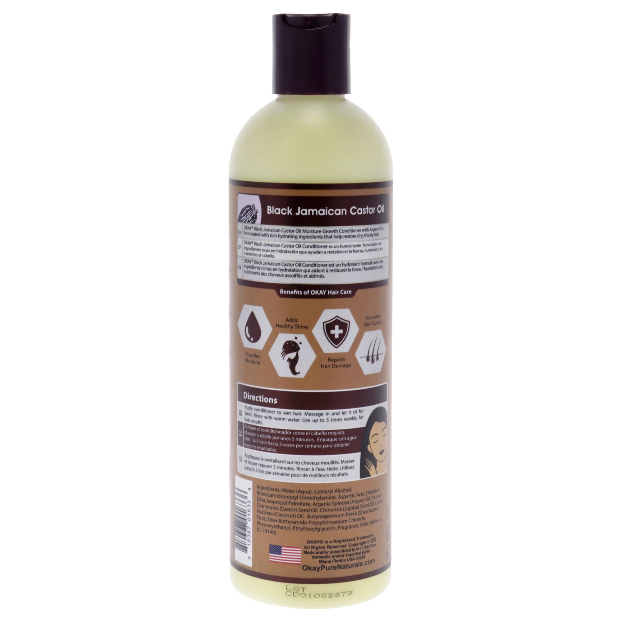 Foto 3 pulgar | Acondicionador Okay Black, Aceite De Ricino Jamaicano, 355 Ml - Venta Internacional.