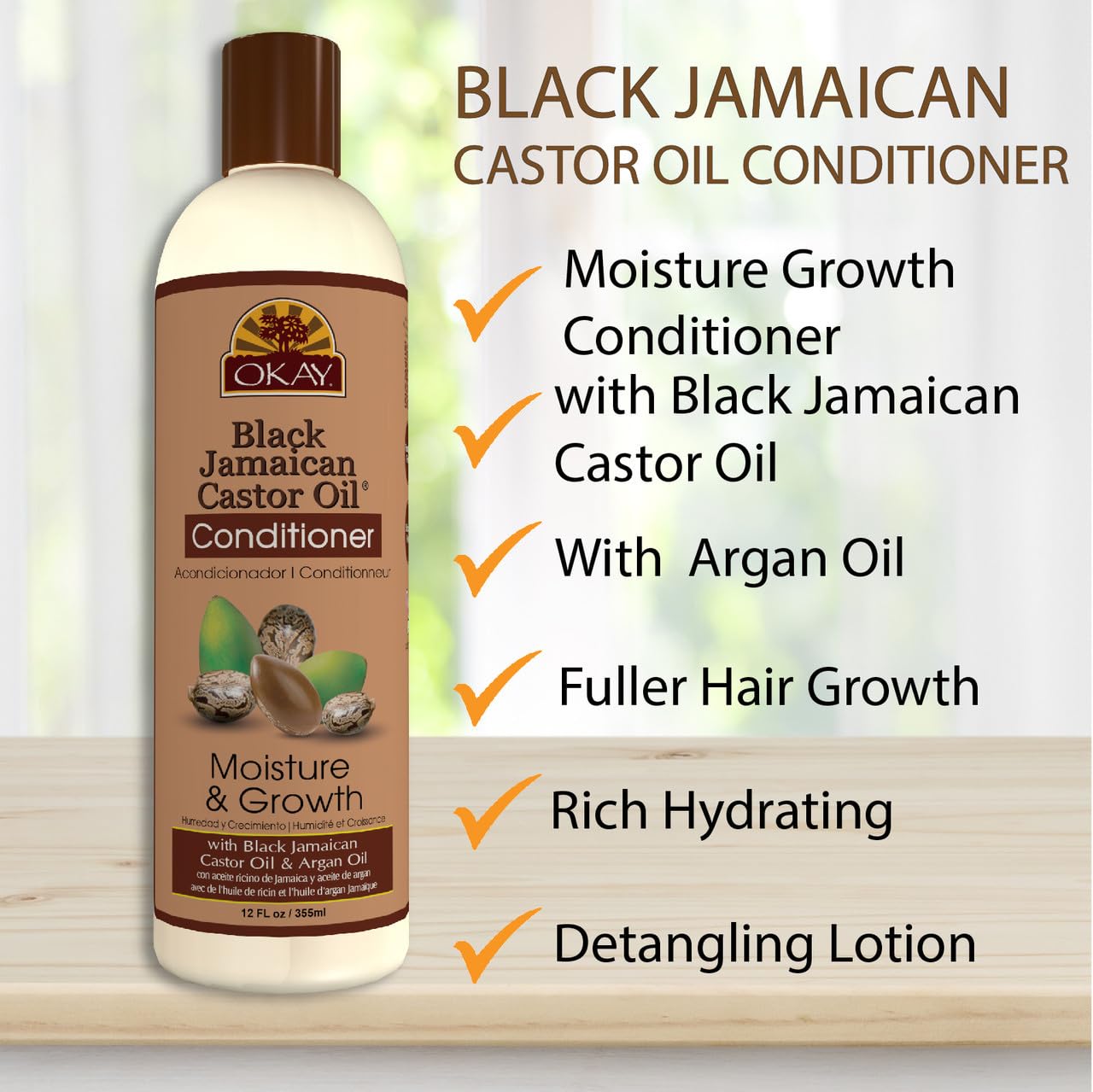Foto 5 pulgar | Acondicionador Okay Black, Aceite De Ricino Jamaicano, 355 Ml - Venta Internacional.