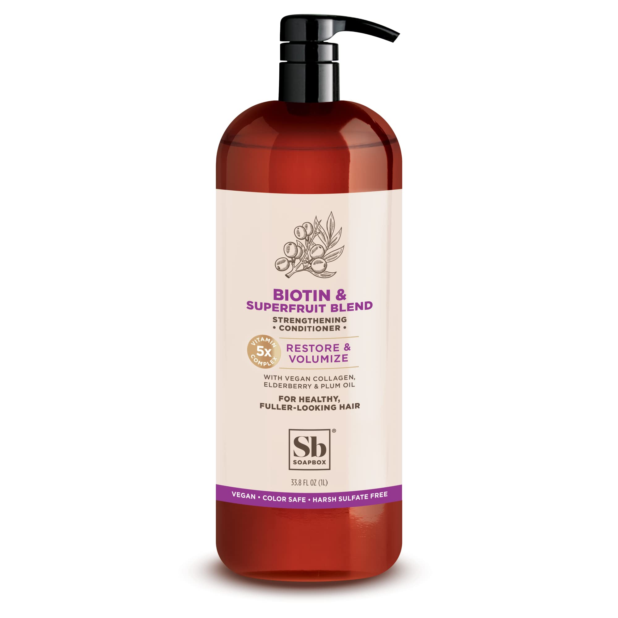 Acondicionador Para El Cabello Soapbox Biotin & Collagen Super Fruit 1l - Venta Internacional.