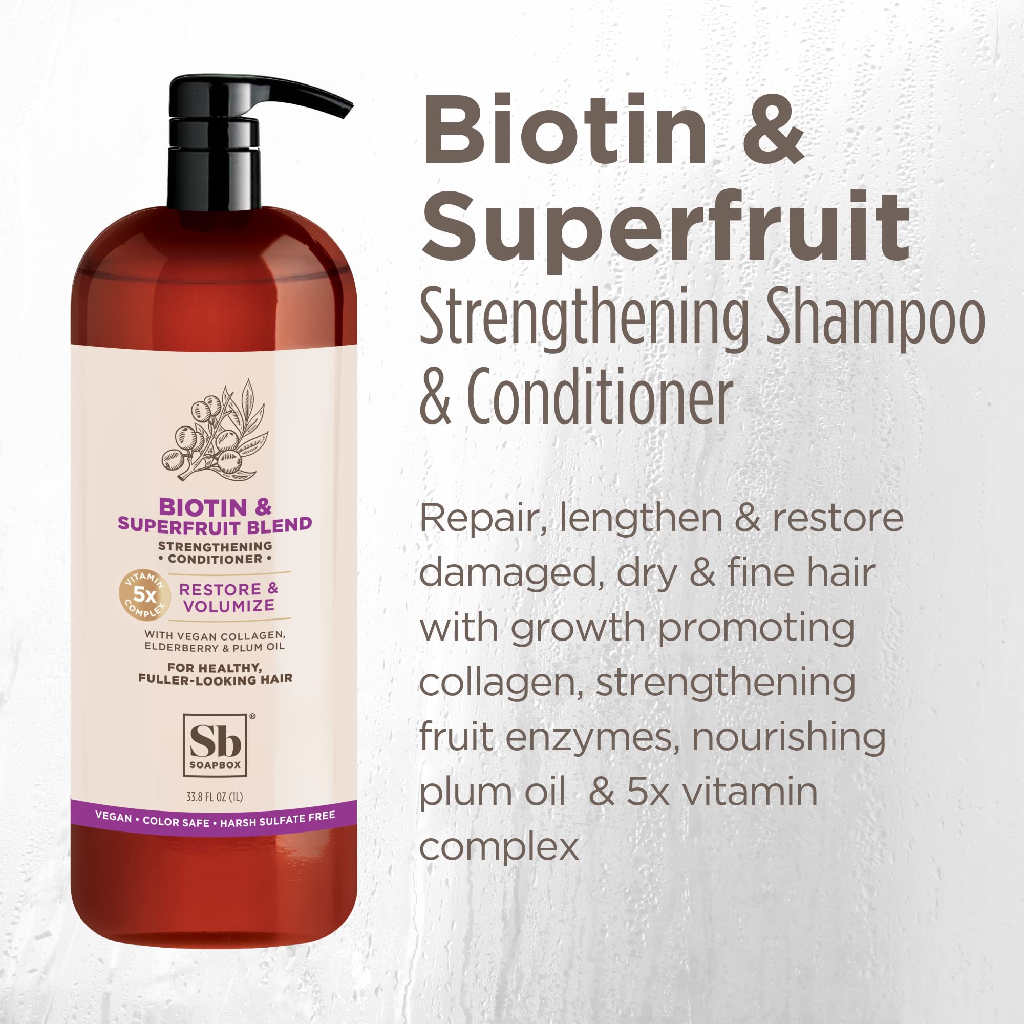 Foto 3 pulgar | Acondicionador Para El Cabello Soapbox Biotin & Collagen Super Fruit 1l - Venta Internacional.