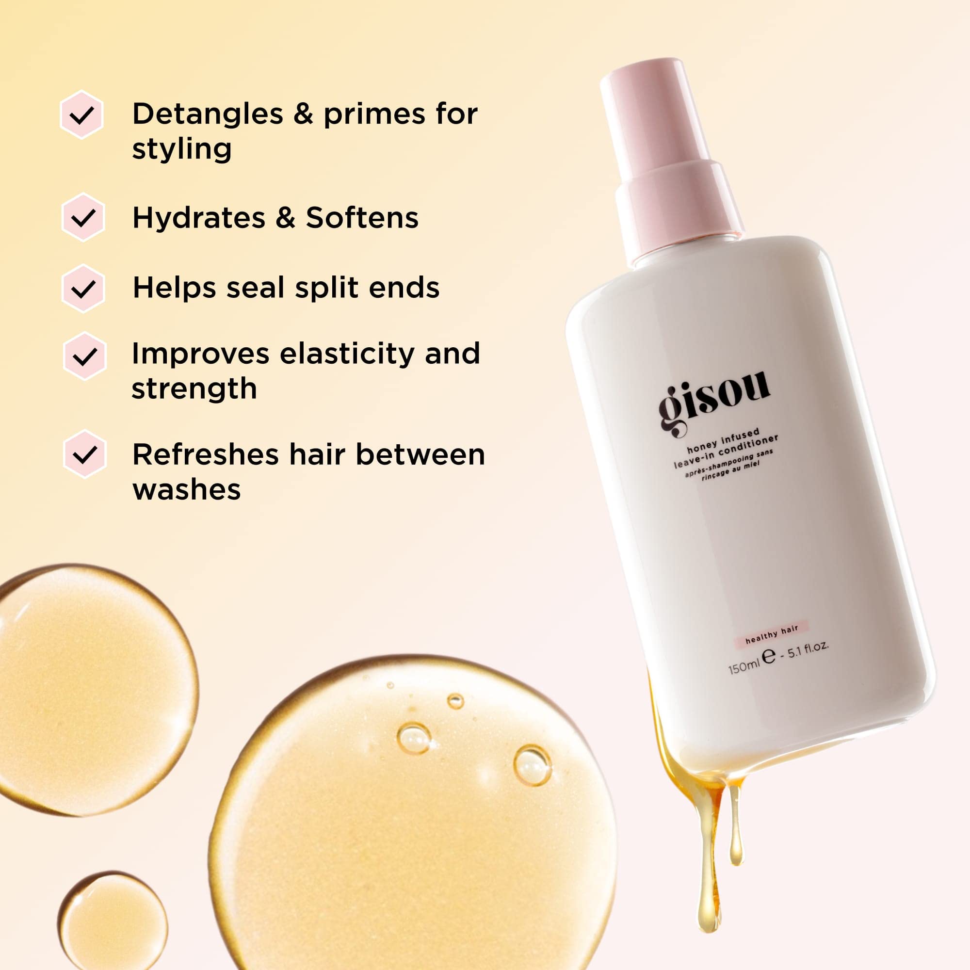 Foto 7 pulgar | Acondicionador Sin Enjuague Gisou Honey Infused 150 Ml - Venta Internacional.