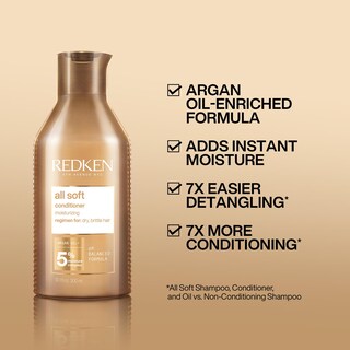 Foto 2 | Acondicionador Redken All Soft Para Cabello Seco Y Quebradizo, 300 Ml Con Aceite De Argán - Venta Internacional.
