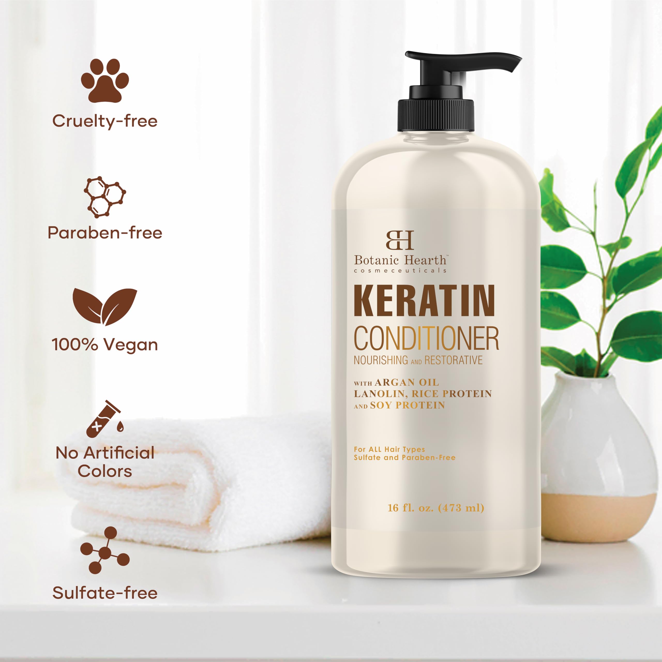 Foto 4 | Acondicionador Botanic Hearth Keratin Con Aceite De Argán 480 Ml - Venta Internacional.