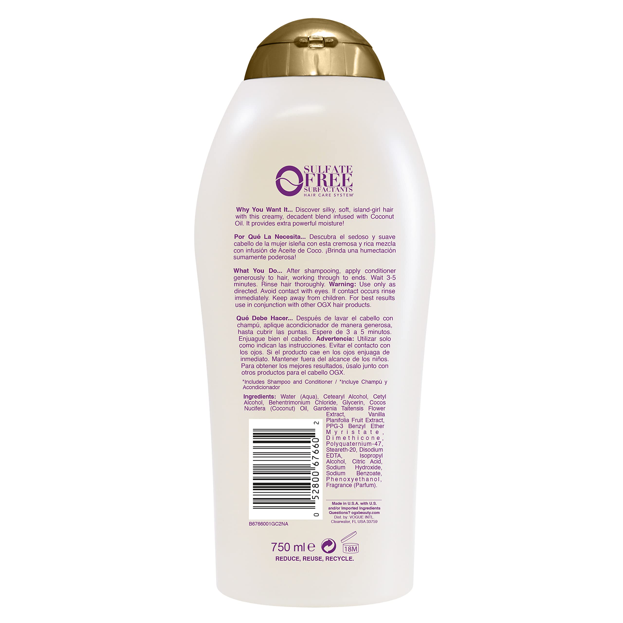 Foto 3 pulgar | Acondicionador Ogx Extra Strength Damage Remedy Coconut 750 Ml - Venta Internacional.