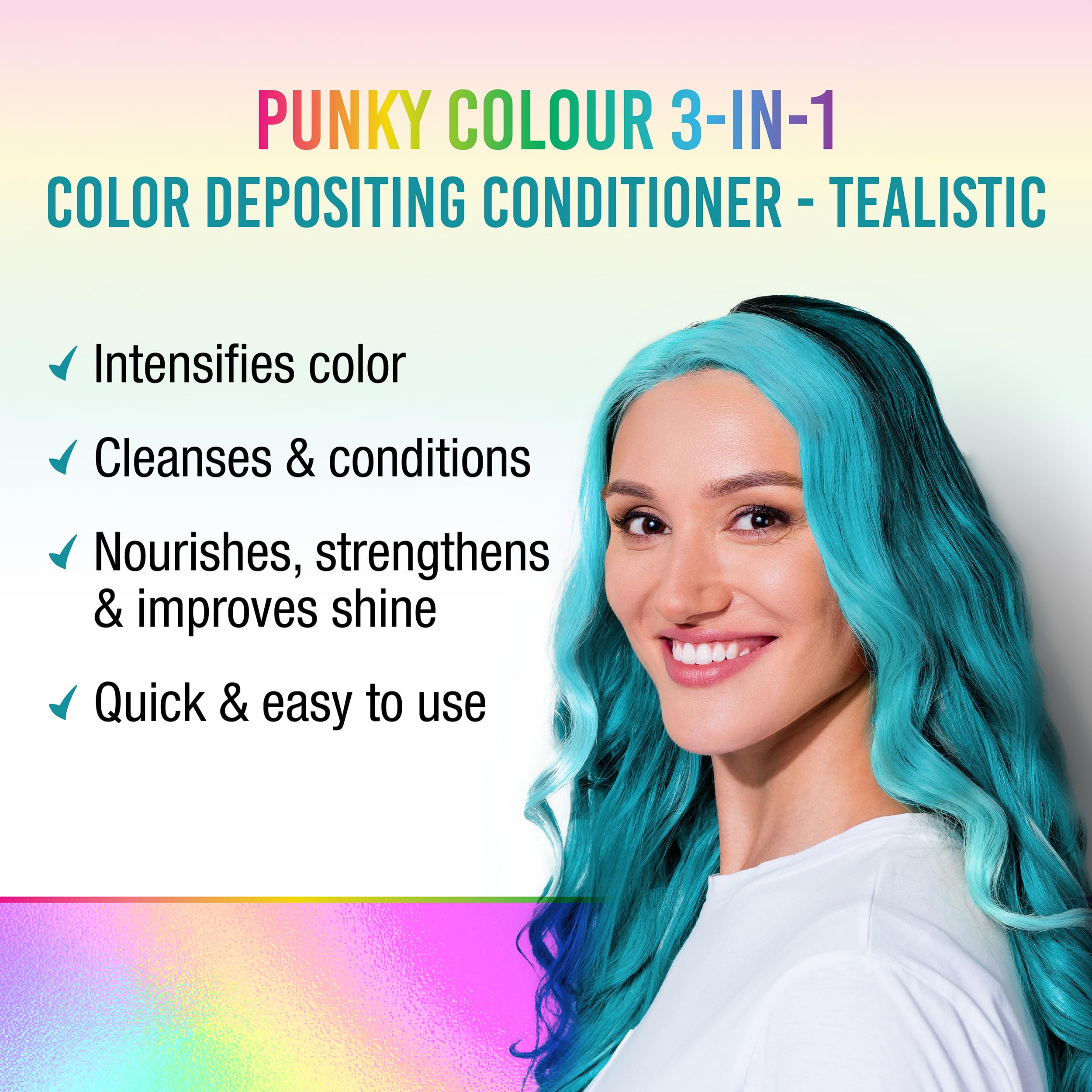 Foto 3 pulgar | Limpiador Y Acondicionador Para El Cabello Punky Colour 3 En 1, Color Verde Azulado, 250 Ml - Venta Internacional.