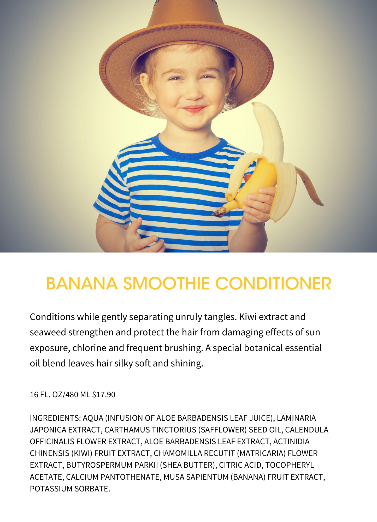 Foto 5 pulgar | Acondicionador Gabriel Cosmetics Clean Kids Banana Smoothie 480 Ml - Venta Internacional.