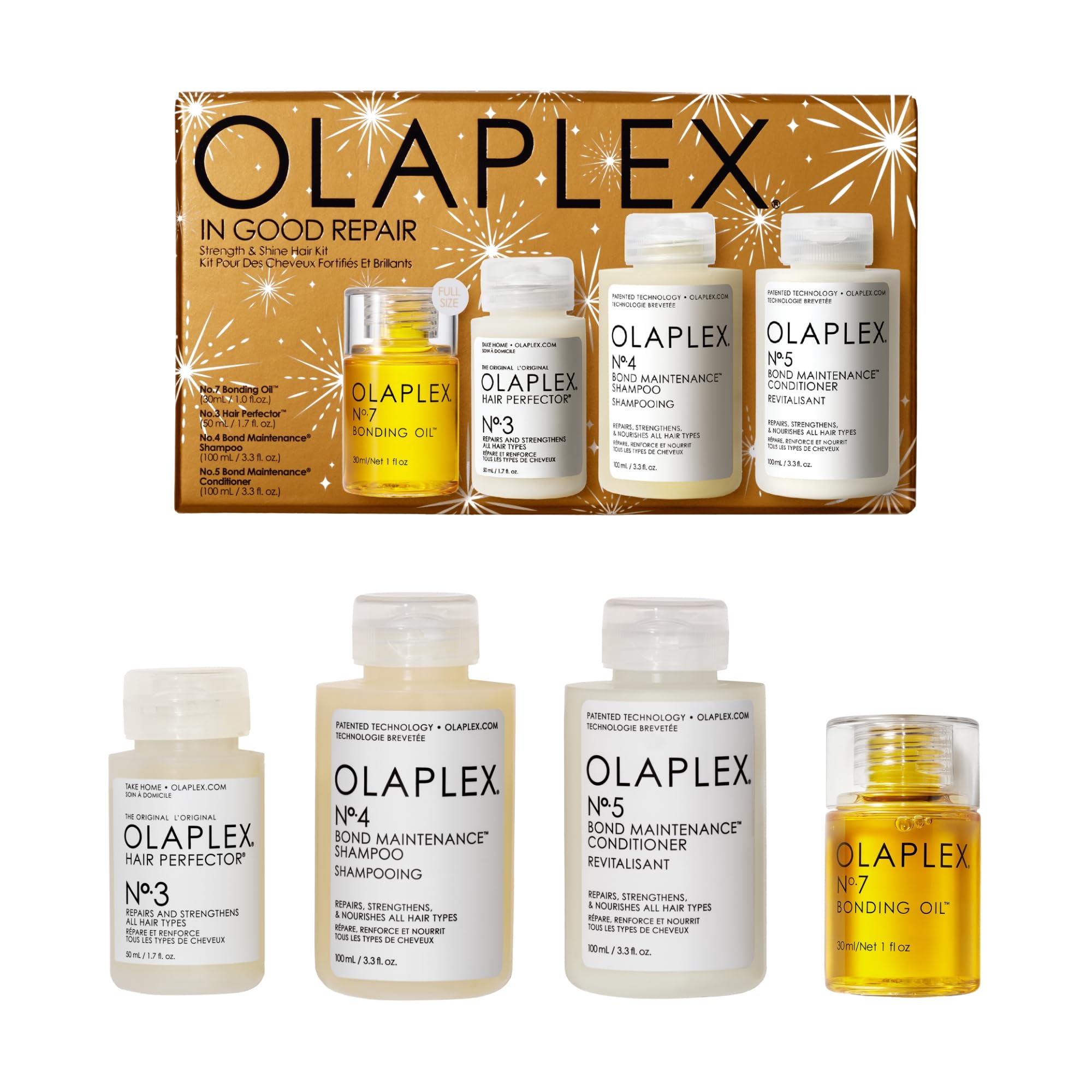 Kit Para El Cabello Olaplex In Good Repair No. 3, 4, 5, 7 Con Champú Y Acondicionador - Venta Internacional.