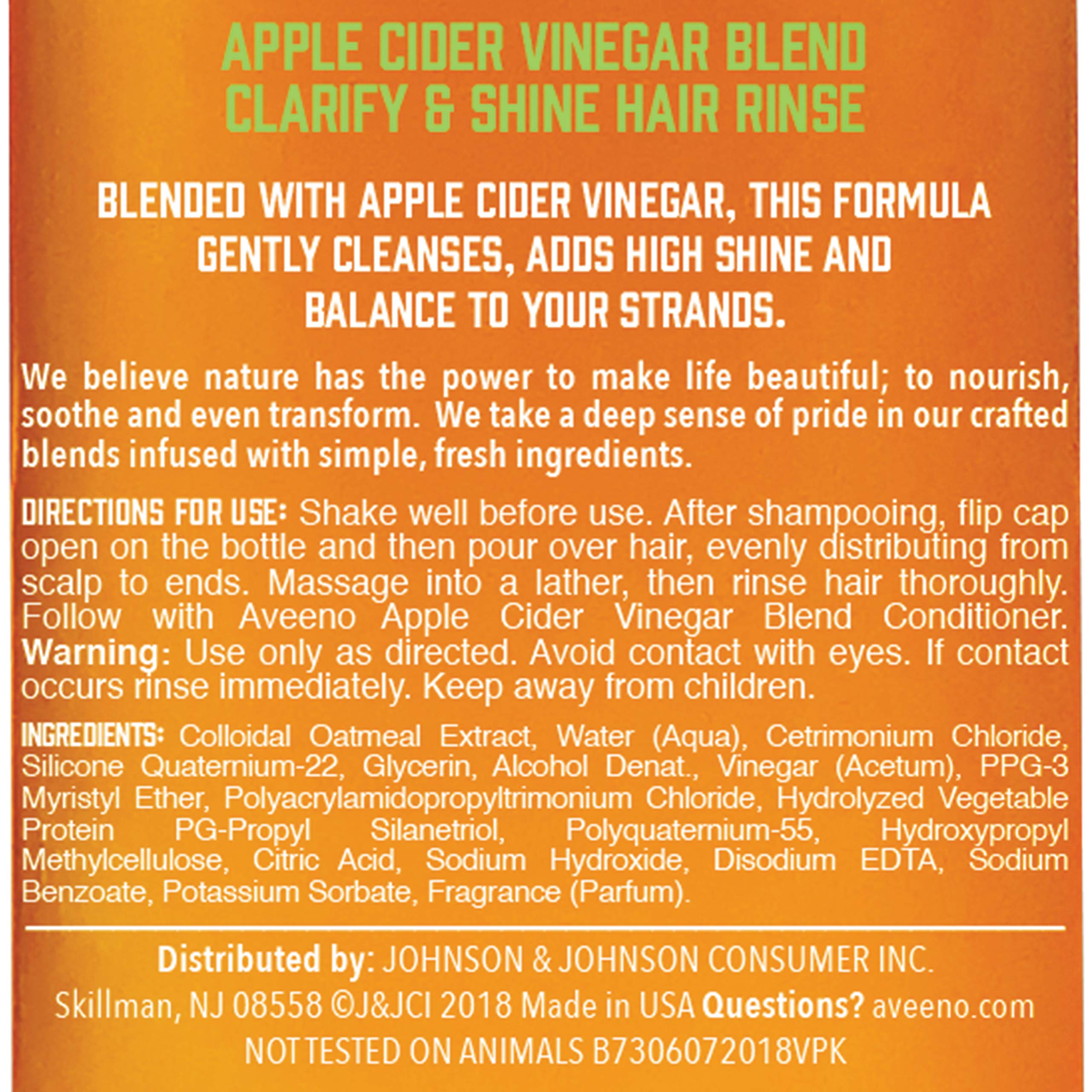 Foto 4 pulgar | Enjuague Para Ducha Aveeno Con Vinagre De Sidra De Manzana, 200 Ml, Sin Sulfatos - Venta Internacional.