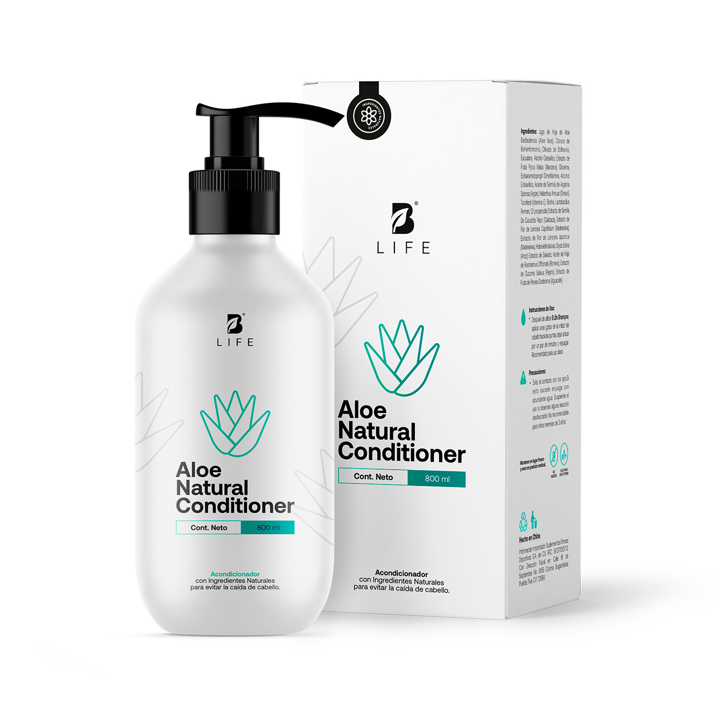 Foto 2 pulgar | Acondicionador Natural De 800ml. Sin Parabenos Ni Sulfatos Con Aloe. Natural Conditioner B Life.
