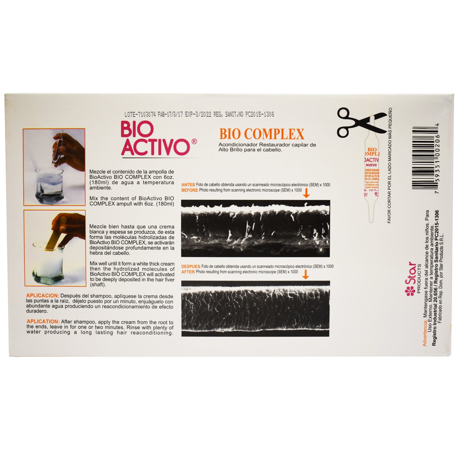 Foto 4 pulgar | Acondicionador Para Cabello Star Bio Complex High Shine, Paquete De 12 - Venta Internacional.
