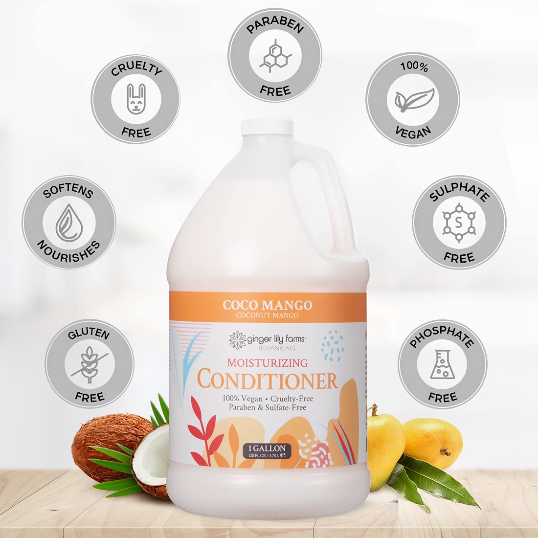 Foto 5 pulgar | Acondicionador Ginger Lily Farms Hidratante Coco Mango 3,78 L - Venta Internacional.