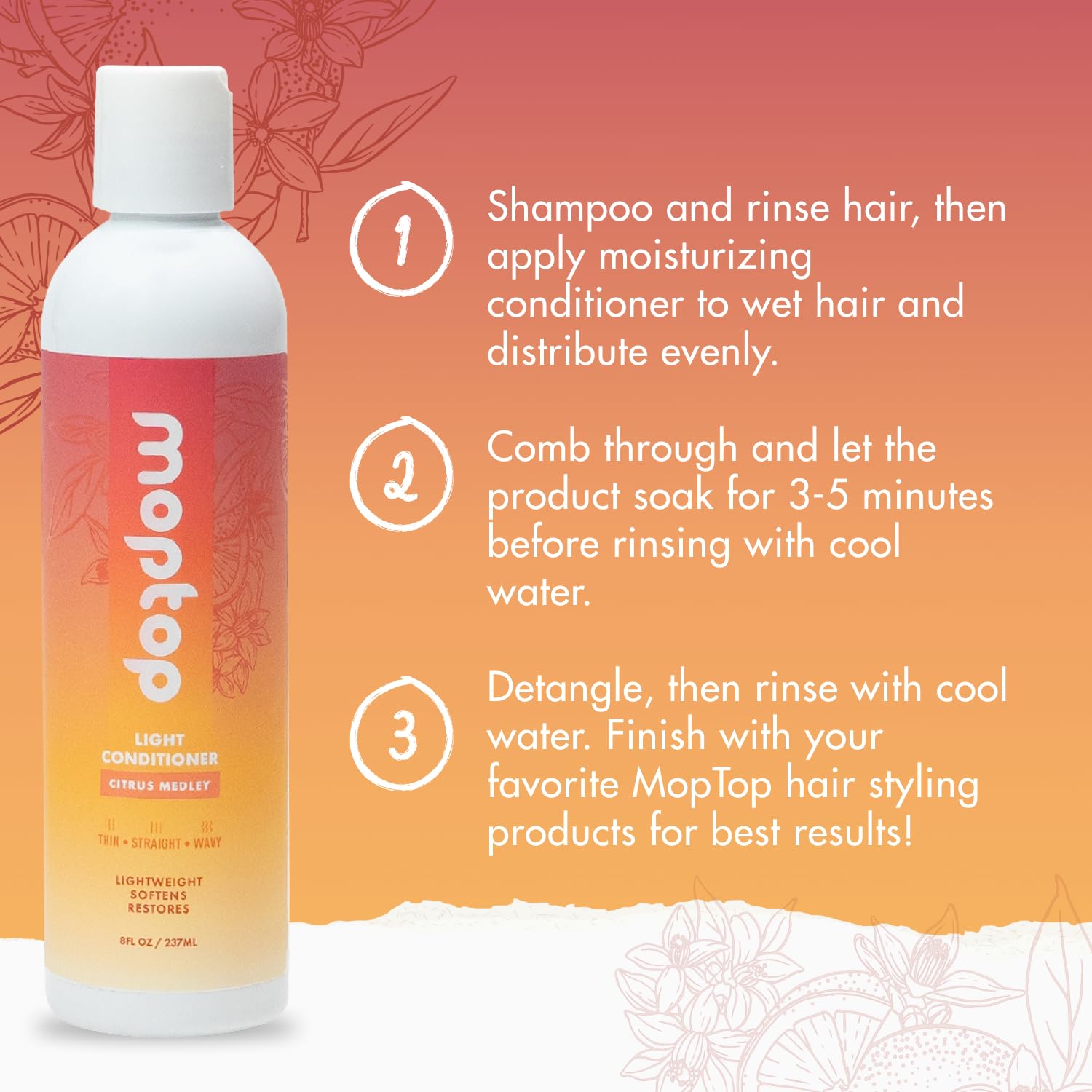 Foto 6 pulgar | Acondicionador Moptop, Hidratante Ligero Y Ligero Para Cabello, 240 Ml - Venta Internacional.