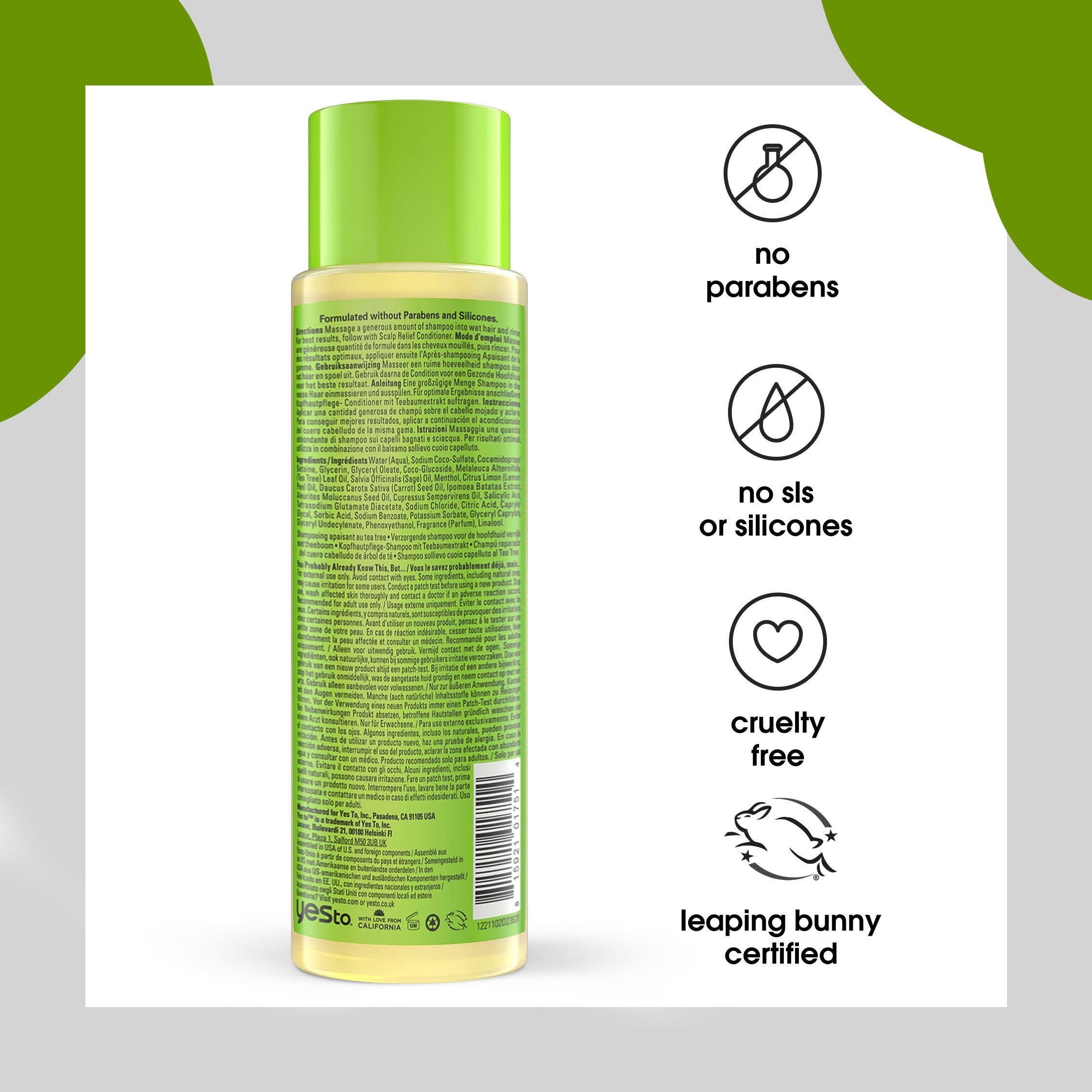 Foto 4 pulgar | Champú Yes To Tea Tree Scalp Relief, 355 Ml, Ph Equilibrado, Paquete De 2 - Venta Internacional.