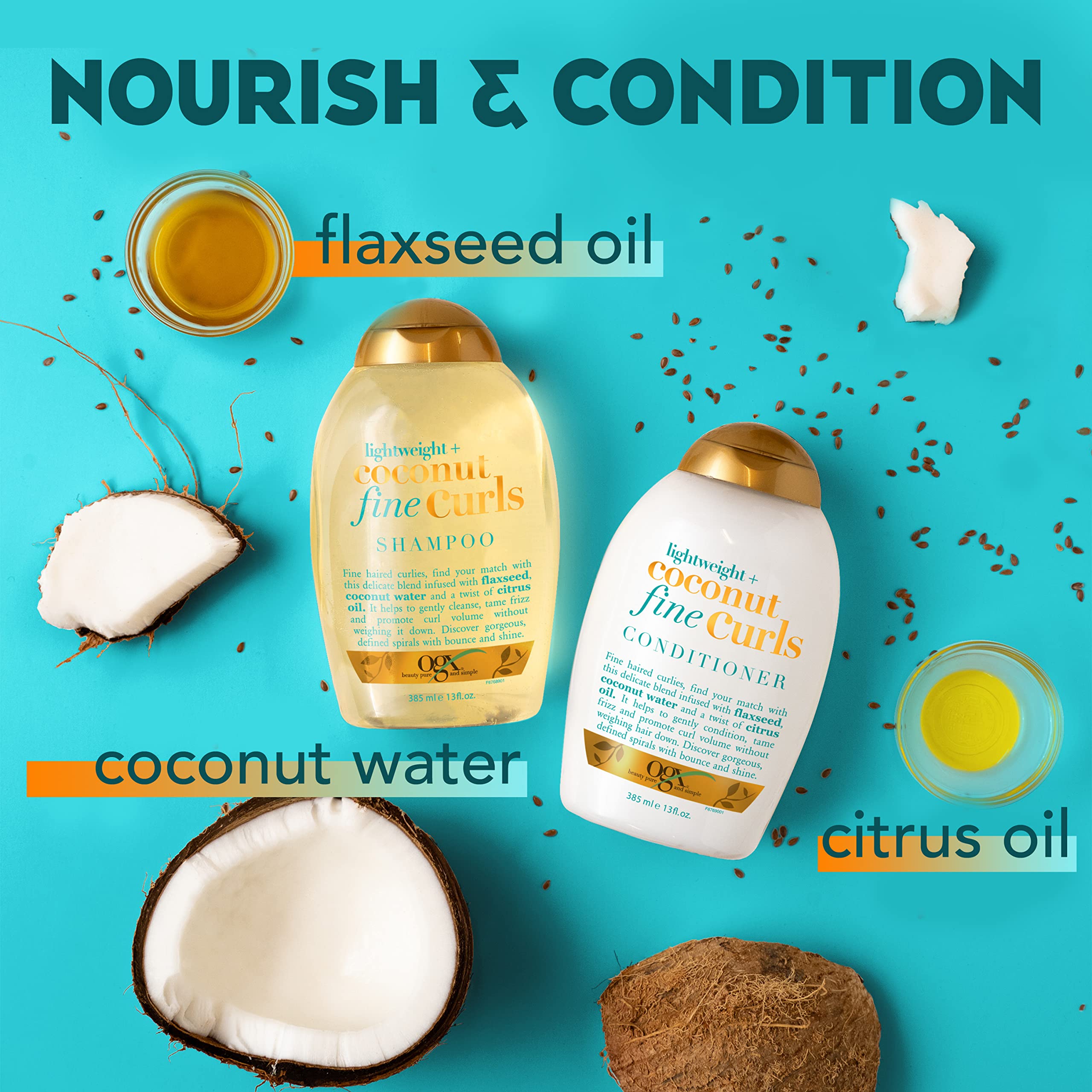 Foto 5 pulgar | Acondicionador Ogx Lightweight + Coconut Fine Curls 385 Ml - Venta Internacional.