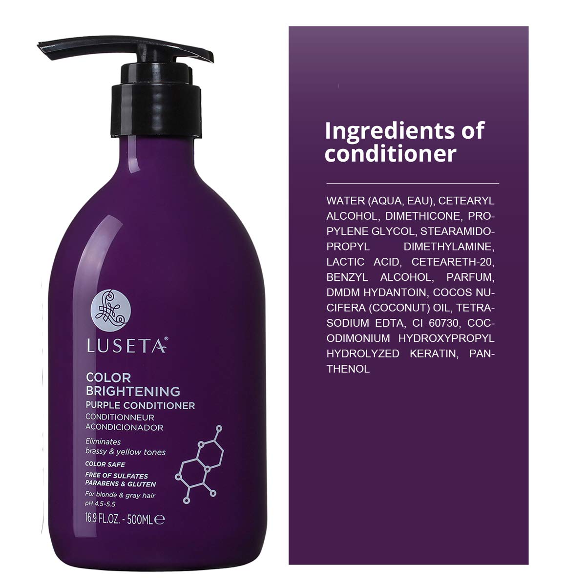 Acondicionador Luseta Color Brightening Purple 480 Ml Rubio Gris - Venta Internacional.