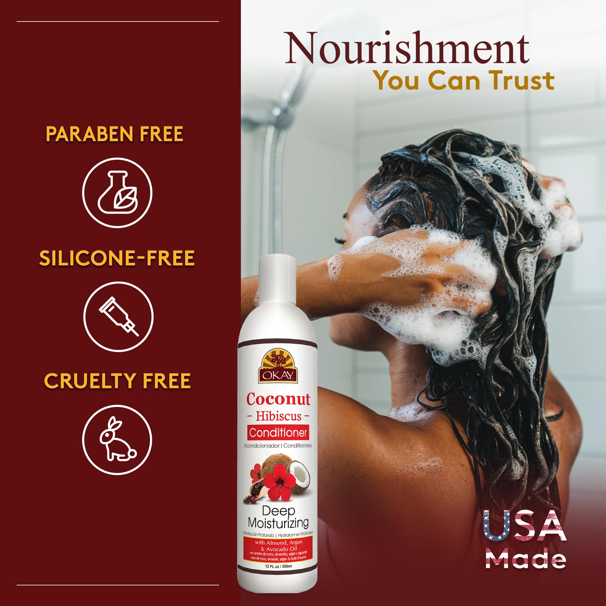 Foto 6 pulgar | Acondicionador Okay Coconut Hibiscus Restore Hydrate 360 Ml - Venta Internacional.