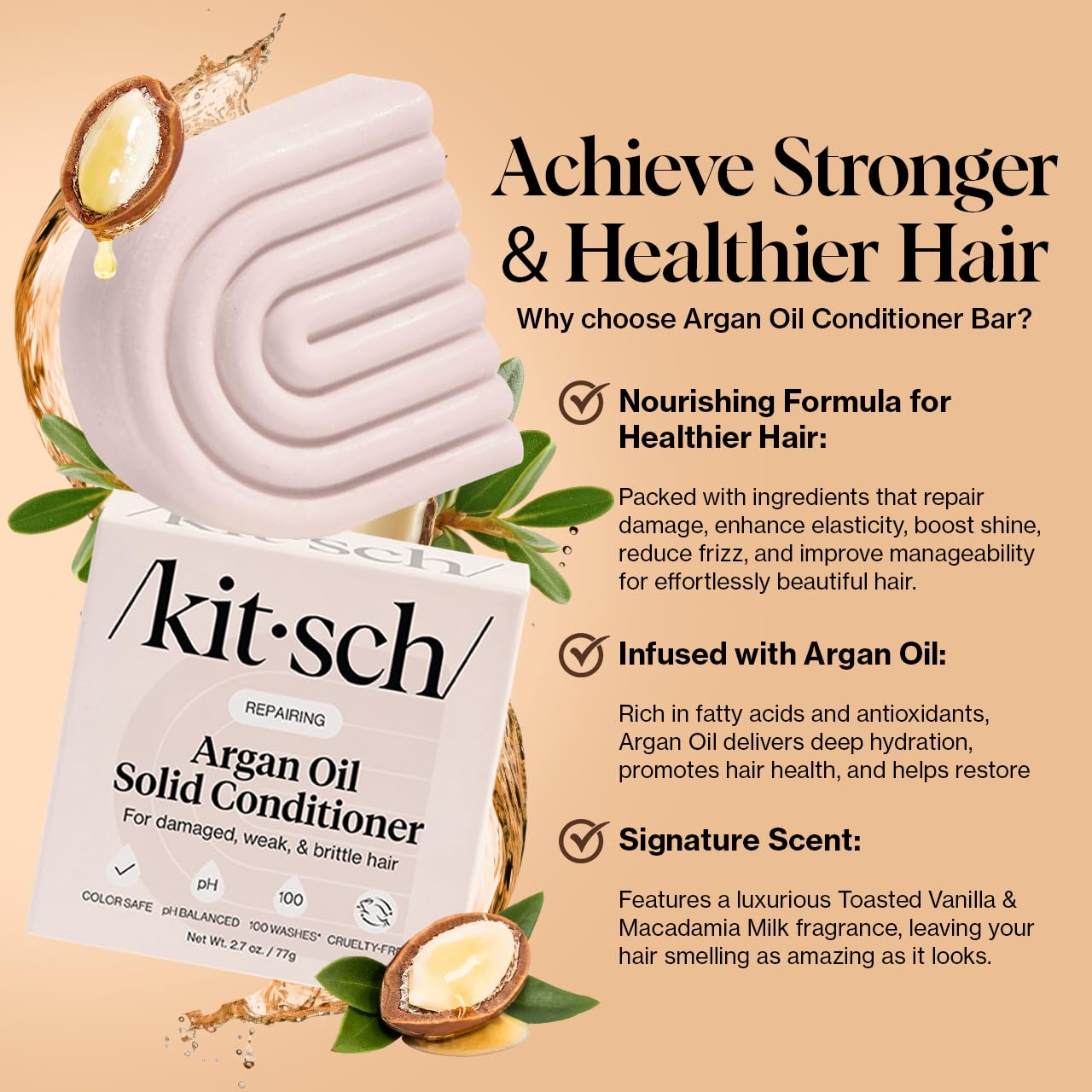 Foto 3 pulgar | Acondicionador Kitsch, Aceite De Argán Reparador, 80 Ml, Vegano, Ee. Uu. - Venta Internacional.