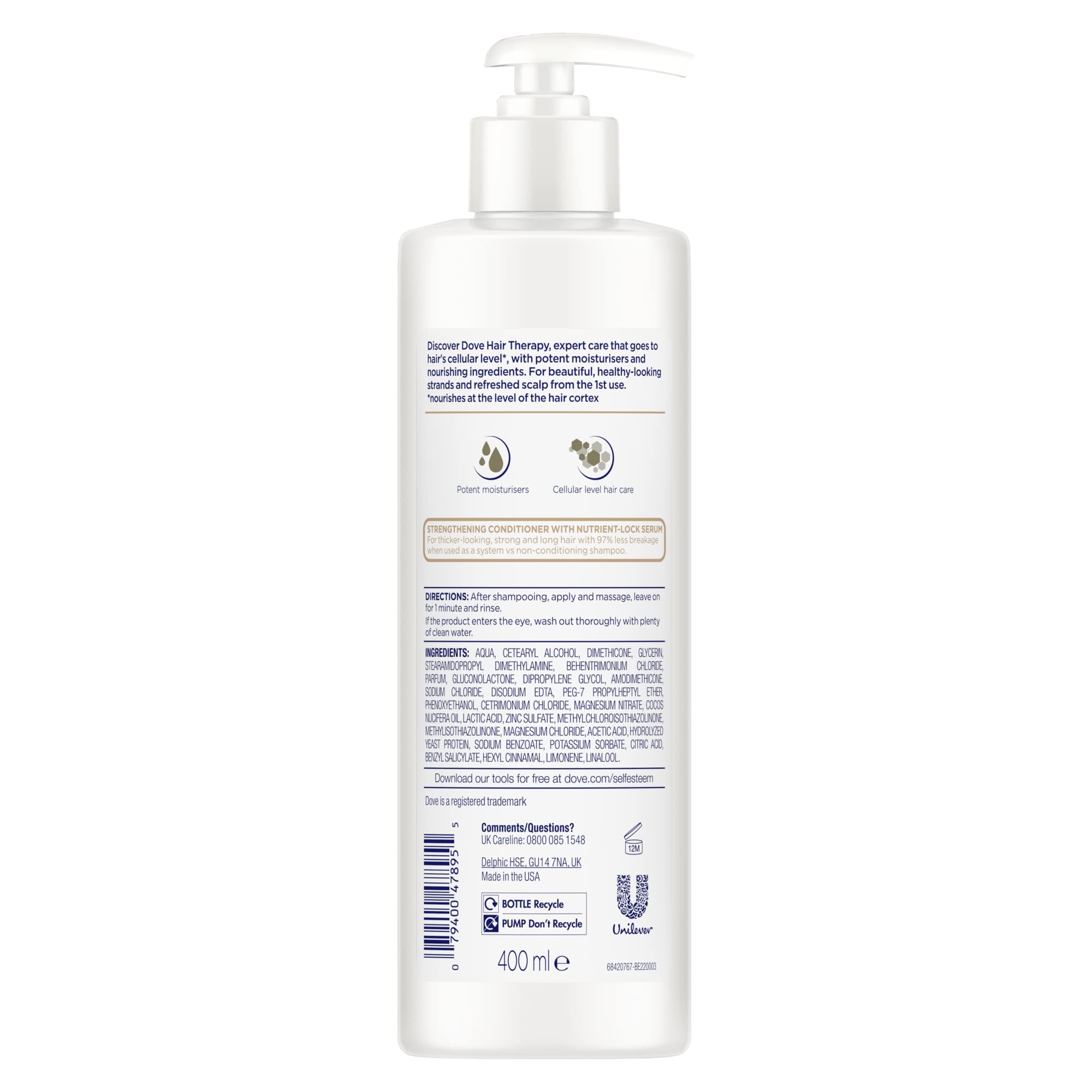 Foto 4 pulgar | Acondicionador Dove Hair Therapy Breakage Remedy 400 Ml - Venta Internacional.