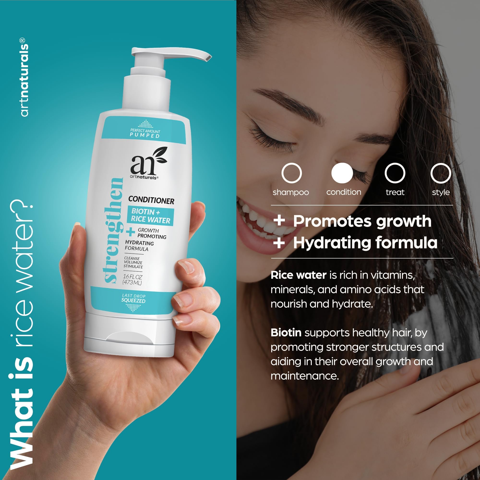 Foto 2 | Acondicionador Artnaturals Ricewater + Biotina  473 Ml  Sin Sulfatos - Venta Internacional.