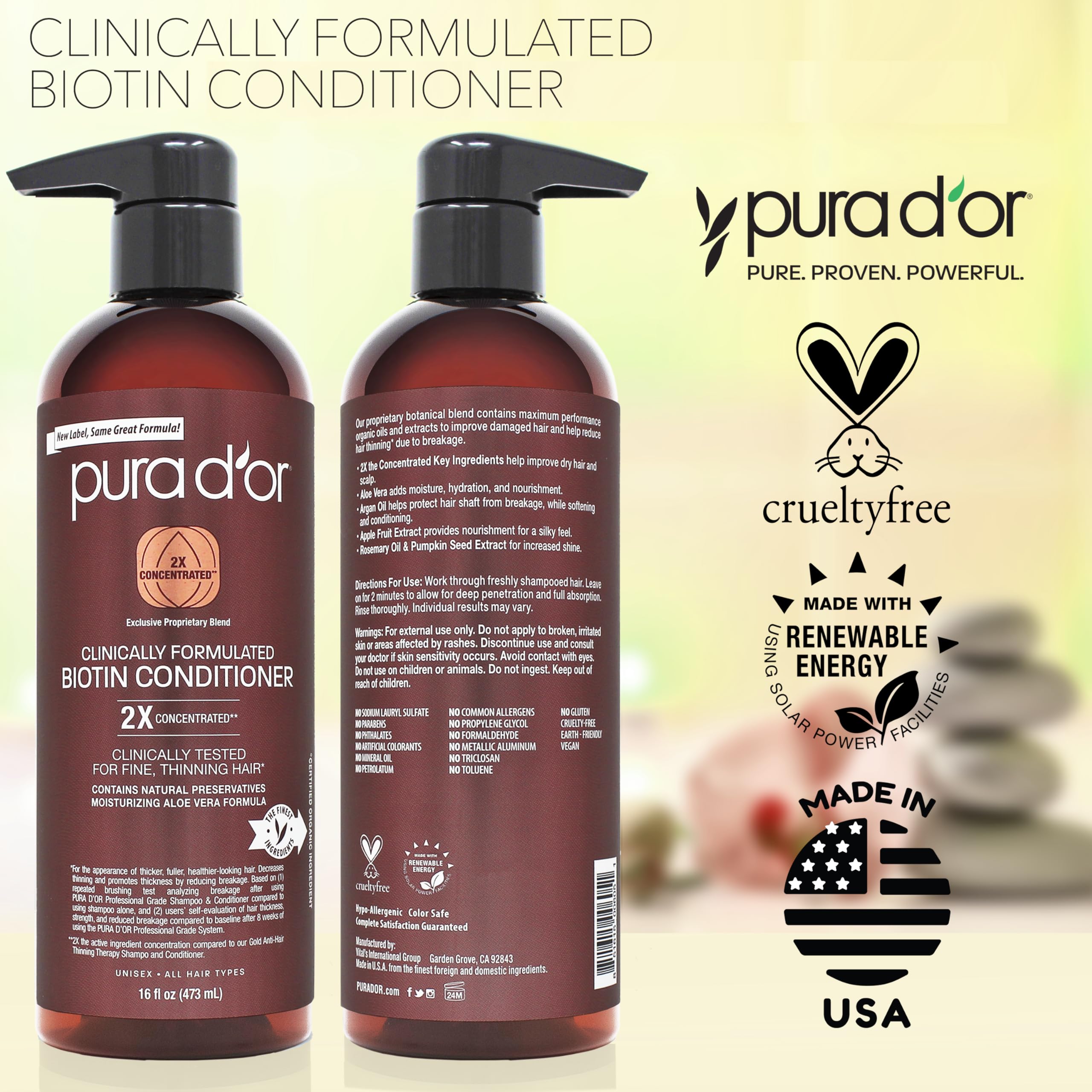 Foto 6 pulgar | Acondicionador Pura D'or Biotin Professional Grade 473ml - Venta Internacional.