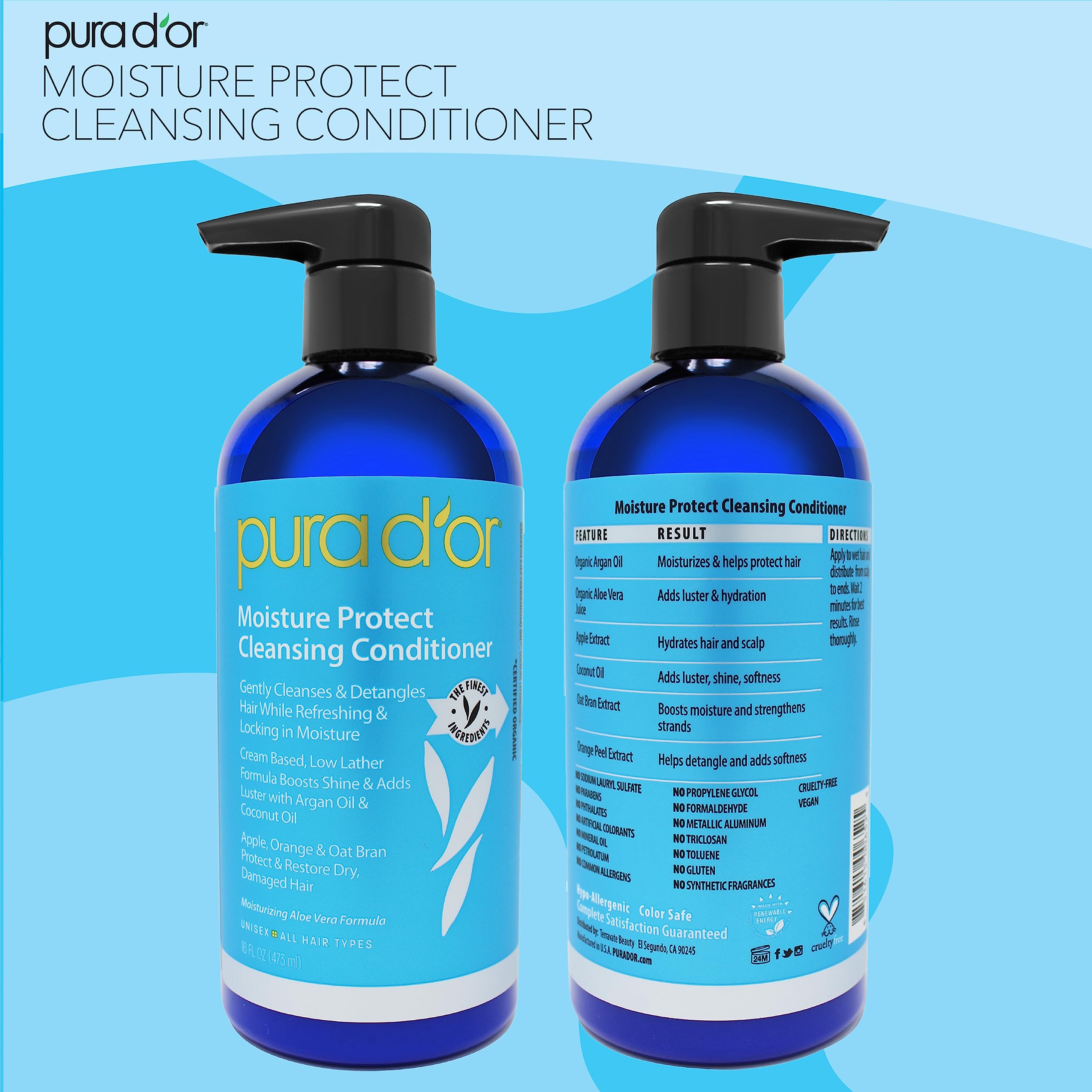Foto 6 pulgar | Acondicionador Limpiador Pura D'or Moisture Protect 500ml - Venta Internacional.