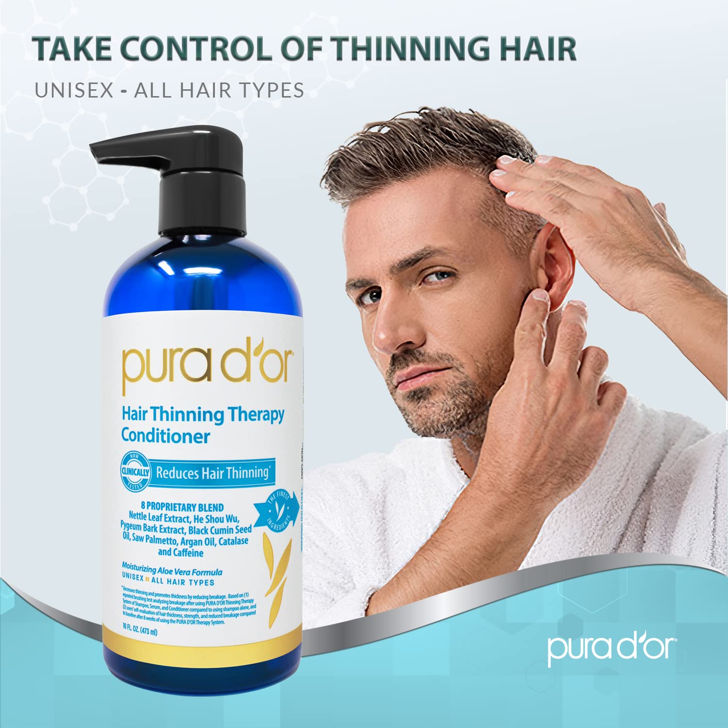 Foto 3 pulgar | Acondicionador Pura D'or Para Adelgazar El Cabello Con Biotina  473 Ml - Venta Internacional.